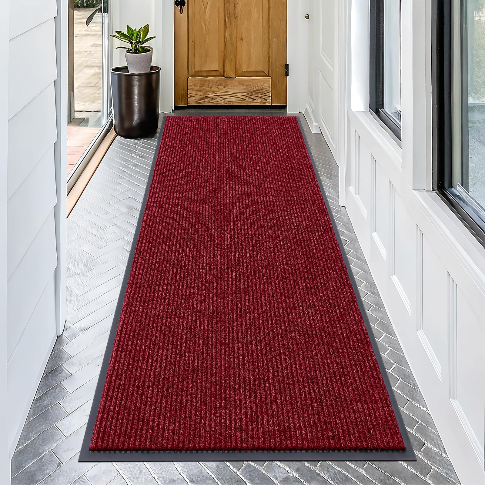 OLANLY Front Door Mat Indoor Outdoor Entrance, Waterproof Heavy Duty Doormat, Fade Resistant, Low Profile, Easy Clean Patio Porch Welcome Floor Mats for Entry, 29.5x17, Grey