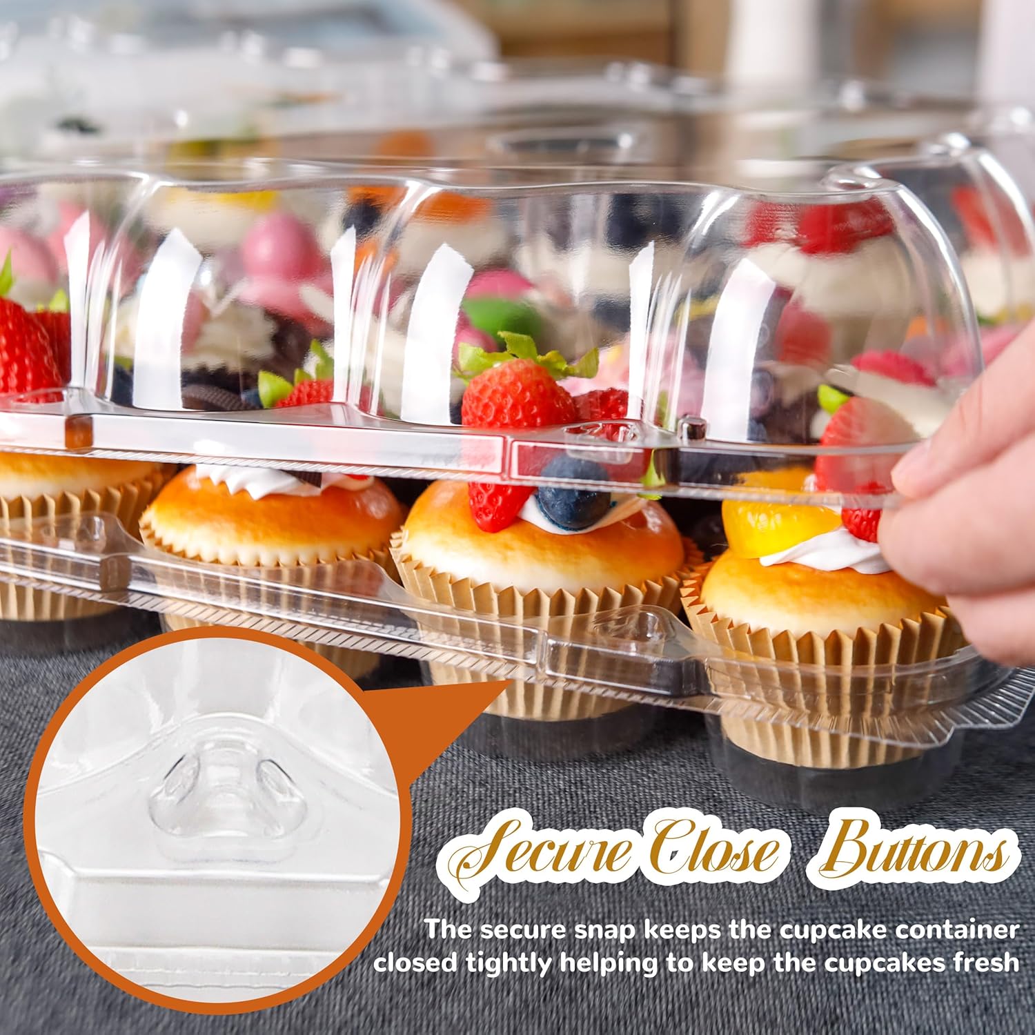 24 Count Cupcake Containers 10 Pack Cupcake Holders with Detachable Tall Dome Lids Clear Plastic Stackable Cupcake Boxes for 240 Cupcakes, BPA Free, Standard Size