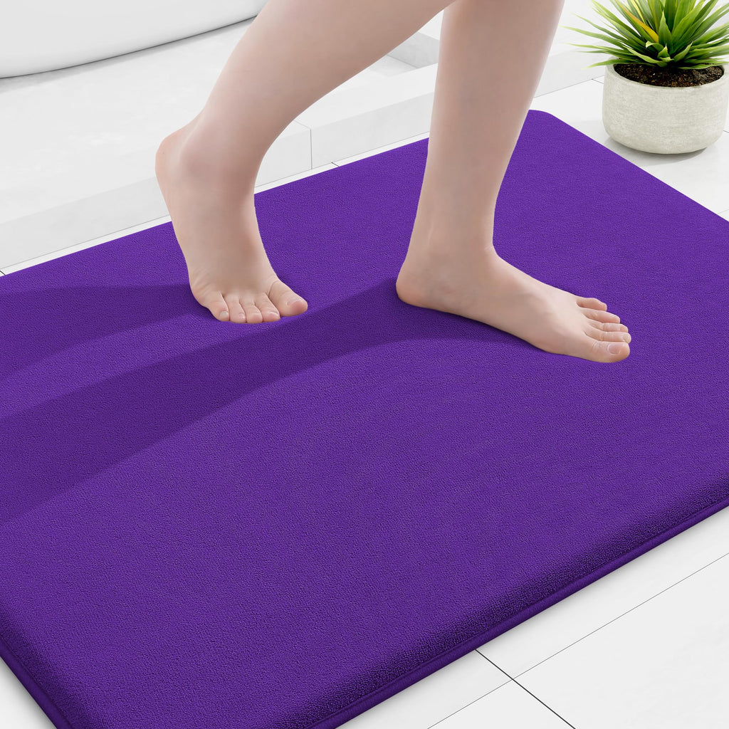 Smiry Memory Foam Bath Mat 30x20, Extra Soft and Absorbent Bathroom Mats, Non Slip Washable Carpet for Floor, Shower and Tub, Black