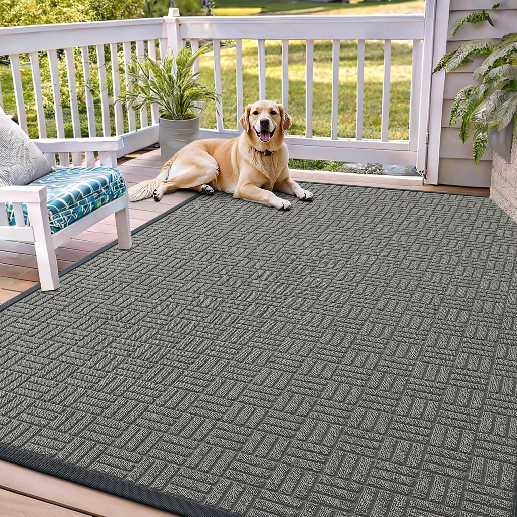 OLANLY Front Door Mat Outside Entrance 29.5x17, Absorbent, Heavy Duty Sturdy Natural Rubber Doormat Indoor Outdoor, Stain and Fade Resistant, Non-Slip Backing Low Profile Floor Mat for Entryway, Grey