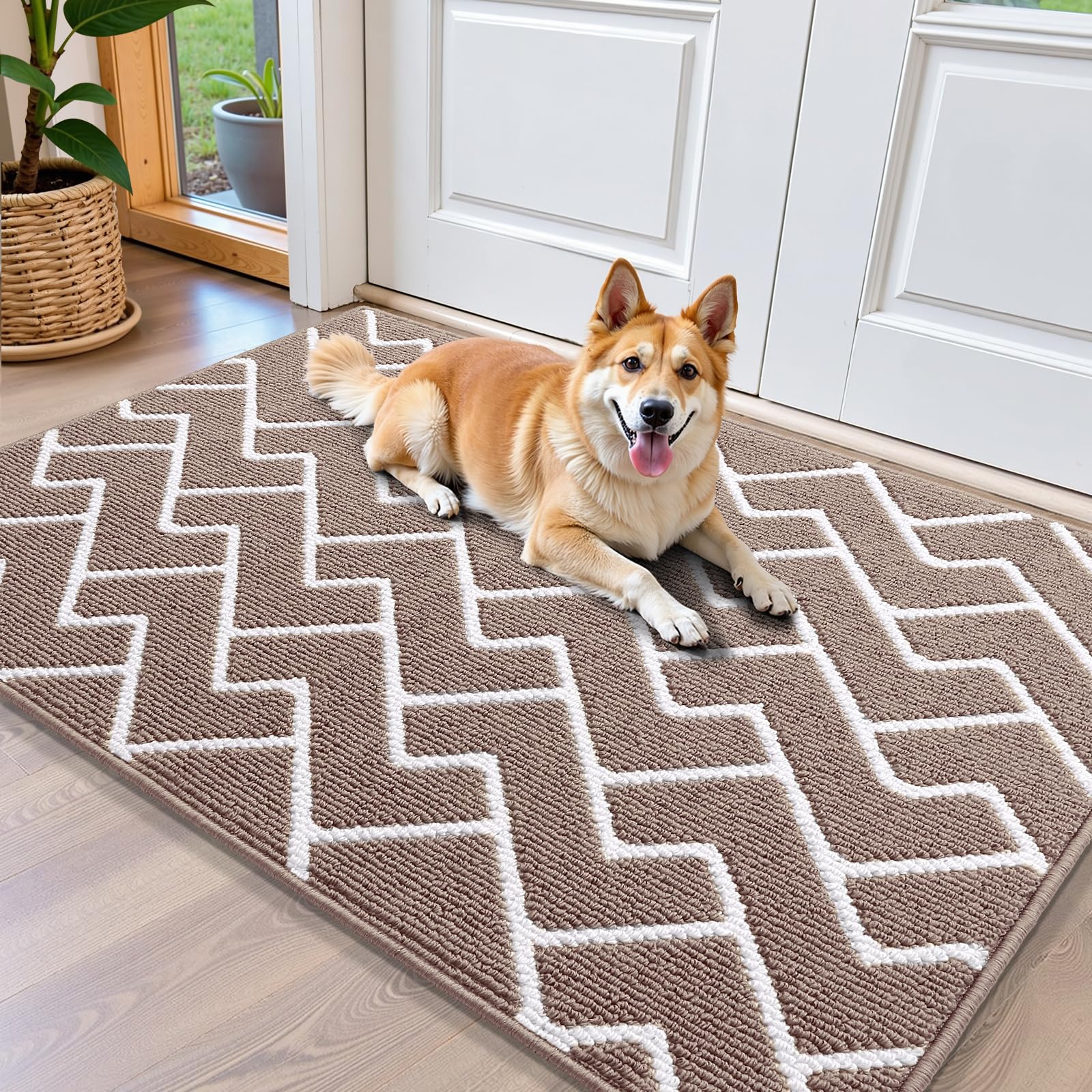 OLANLY Front Door Mat, Non-Slip Rubber Backing, Dirt Resistant and Absorbent, Washable, Easy to Clean Low-Profile Indoor Doormat for Back Door, Entryway, Inside Entrance, 32x20, Grey