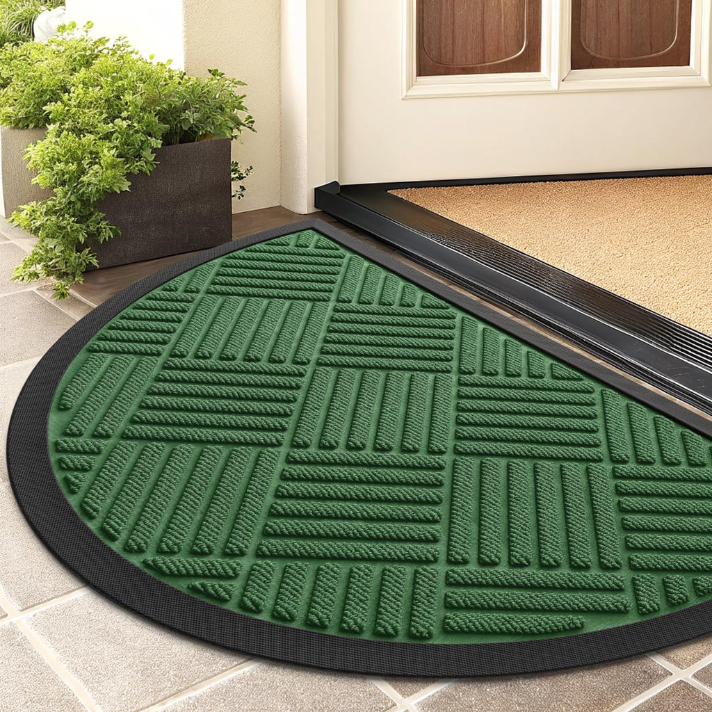Smiry Front Door Mat Outside Entrance, Heavy Duty Outdoor Indoor Natural Rubber Doormat, Non Slip, Trap Dirt and Moisture, Easy Clean, Low Profile Patio Porch Entryway Mat, 29.5x17, Grey