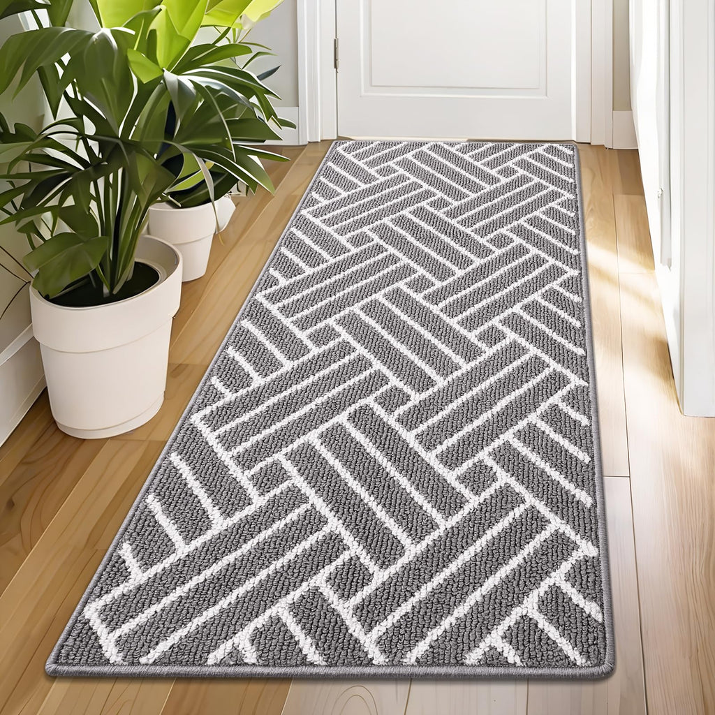 OLANLY Indoor Door Mat, 32x20 Inch, Dirt Resistant and Absorbent, Non-Slip Rubber Backing Floor Mats, Easy Clean Low-Profile Doormat for Entryway, Front Door, and Inside Entrance, Grey