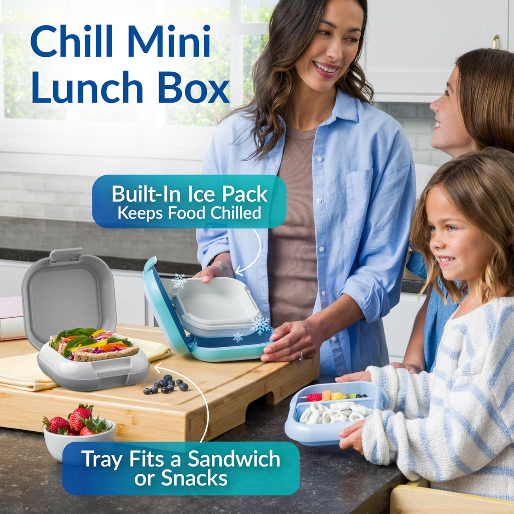 Bentgo Chill Mini Leak-Proof Lunch Box – Built-In Ice Pack Keeps Food Cold, 2.7-Cup Capacity for Snacks or a Sandwich, 3 or 4 Compartments, PFAS & BPA-Free, Ideal for Adults & Kids 3+ (Lilac Mist)