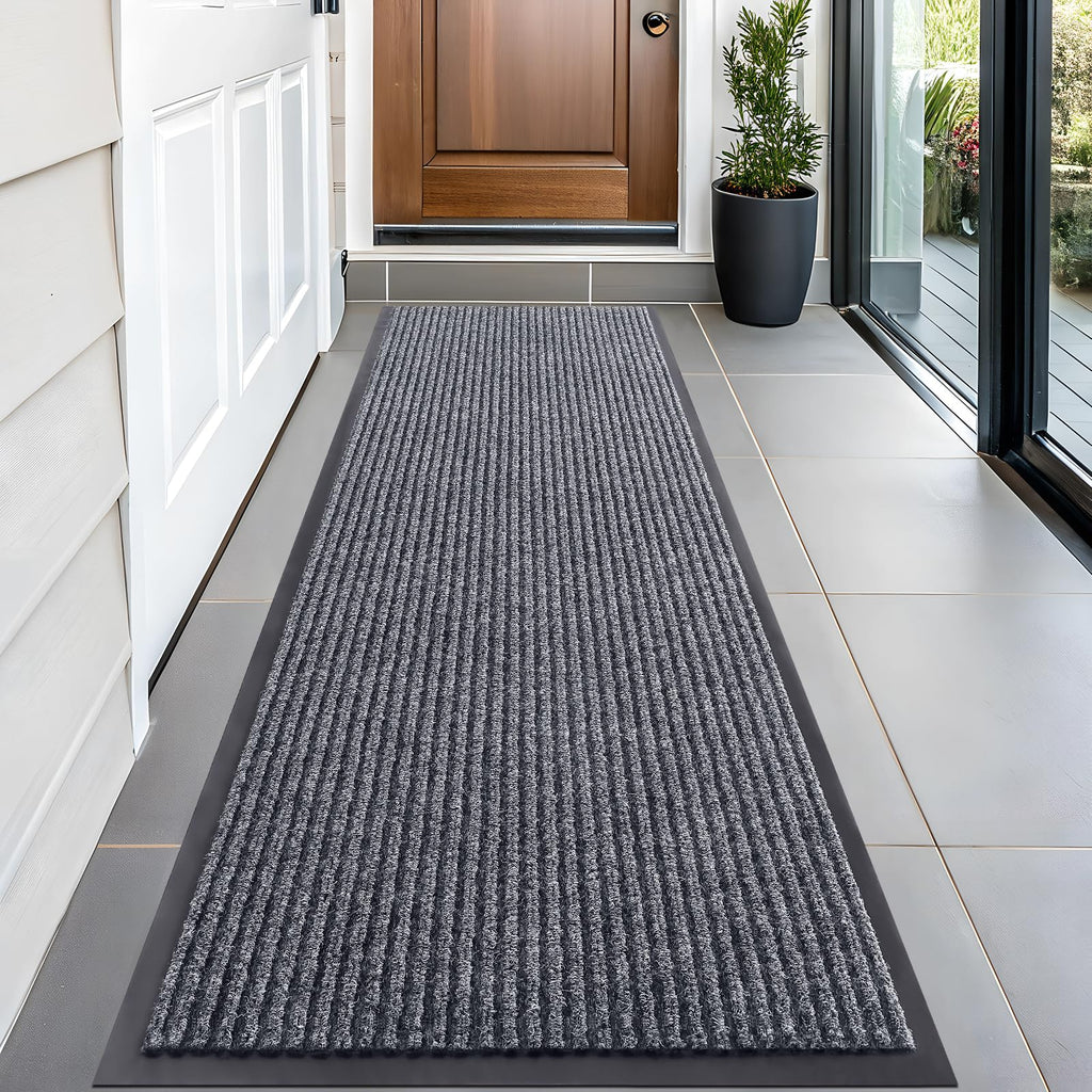 OLANLY Front Door Mat Indoor Outdoor Entrance, Waterproof Heavy Duty Doormat, Fade Resistant, Low Profile, Easy Clean Patio Porch Welcome Floor Mats for Entry, 29.5x17, Grey