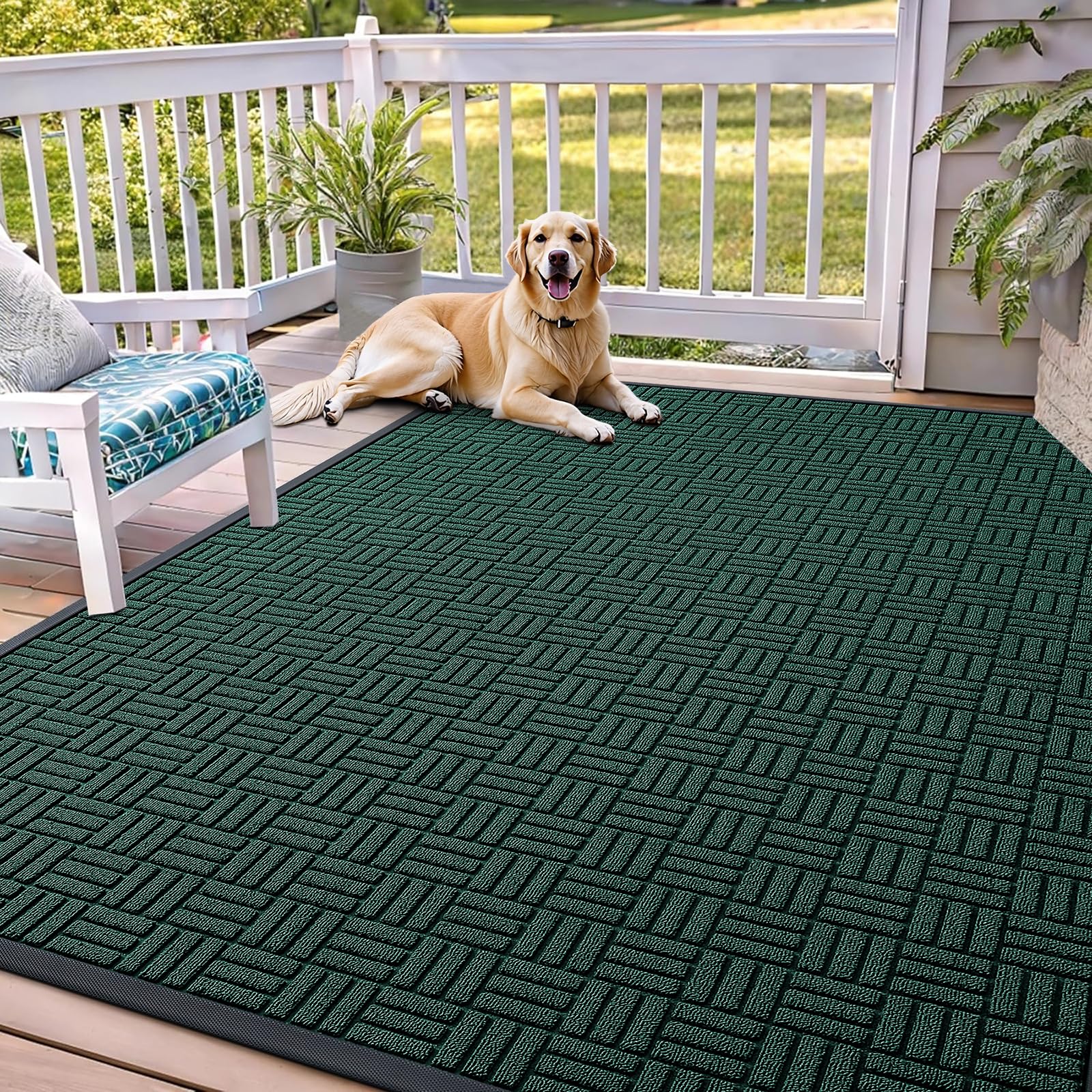 OLANLY Front Door Mat Outside Entrance 29.5x17, Absorbent, Heavy Duty Sturdy Natural Rubber Doormat Indoor Outdoor, Stain and Fade Resistant, Non-Slip Backing Low Profile Floor Mat for Entryway, Grey