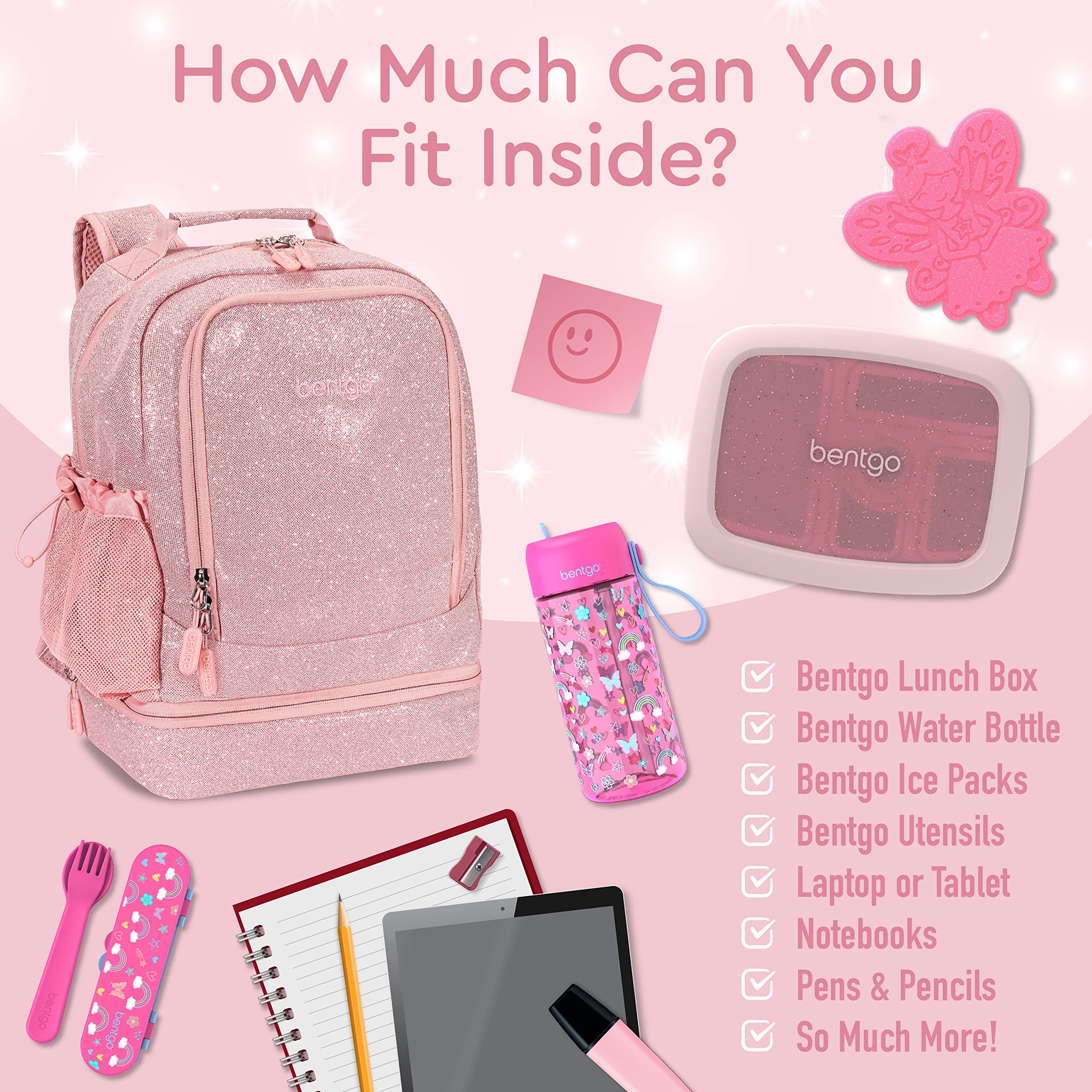 Bentgo Kids 2-in-1 Backpack & Insulated Lunch Bag - Durable 16” Backpack & Lunch Container in Unique Prints for School & Travel - Water Resistant, Padded & Large Compartments (Dinosaur)