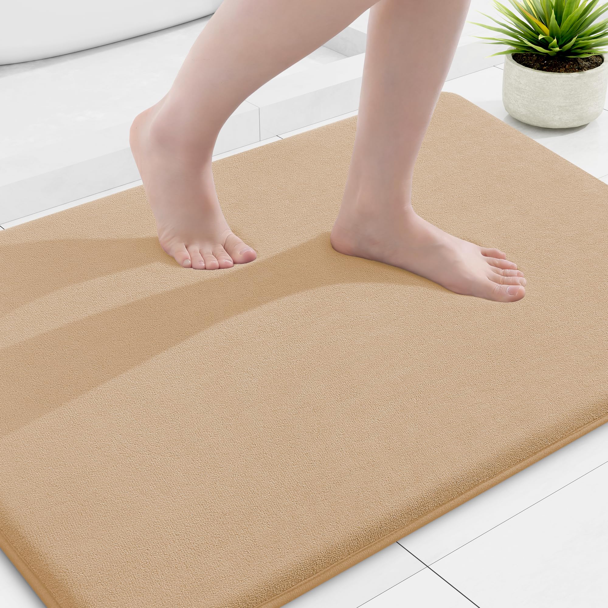 Smiry Memory Foam Bath Mat 30x20, Extra Soft and Absorbent Bathroom Mats, Non Slip Washable Carpet for Floor, Shower and Tub, Black