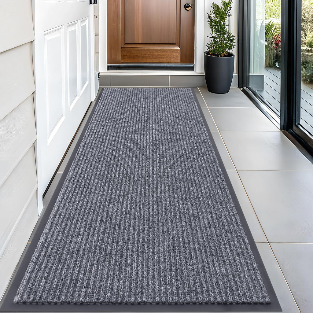 OLANLY Front Door Mat Indoor Outdoor Entrance, Waterproof Heavy Duty Doormat, Fade Resistant, Low Profile, Easy Clean Patio Porch Welcome Floor Mats for Entry, 29.5x17, Grey
