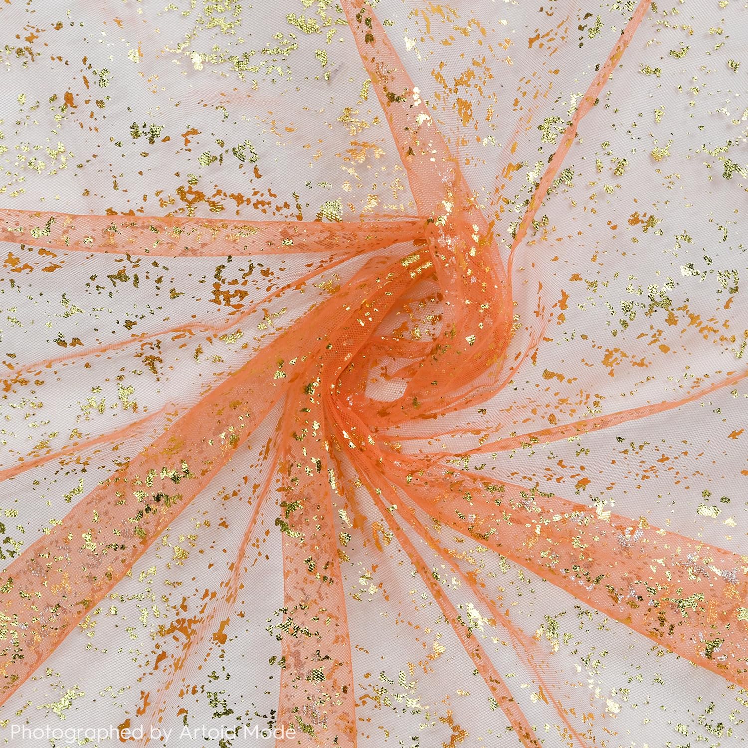 Artoid Mode Beige Gold Gauze Table Runner 120 Inch 10FT, Glitter Metallic Foil Sheer Dining Wedding Anniversary Holiday Birthday Table Decor for Home Party