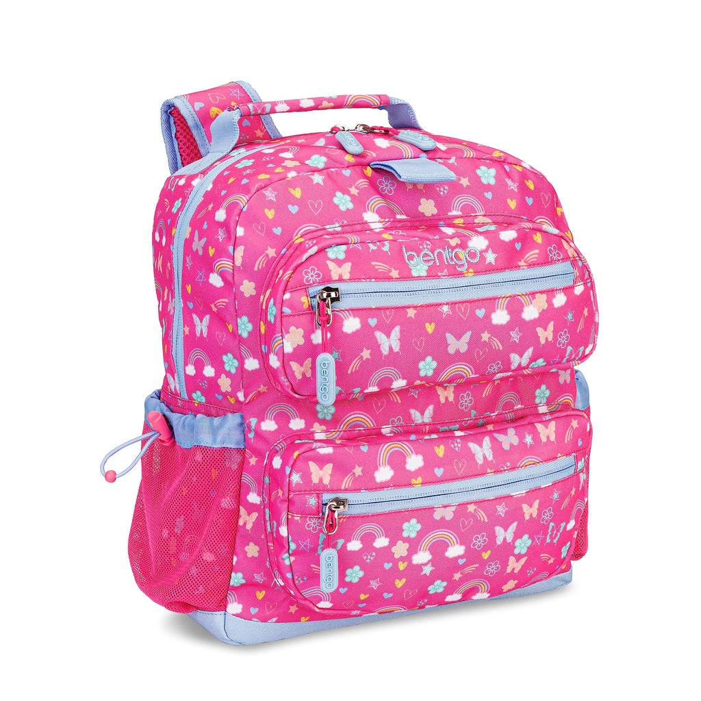 Bentgo Kids Backpack - Lightweight 14” Backpack in Fun Prints for School, Travel, & Daycare, Ideal for Ages 4+, Roomy Interior, Durable & Water-Resistant Fabric, & Loop for Lunch Bag (Trucks)
