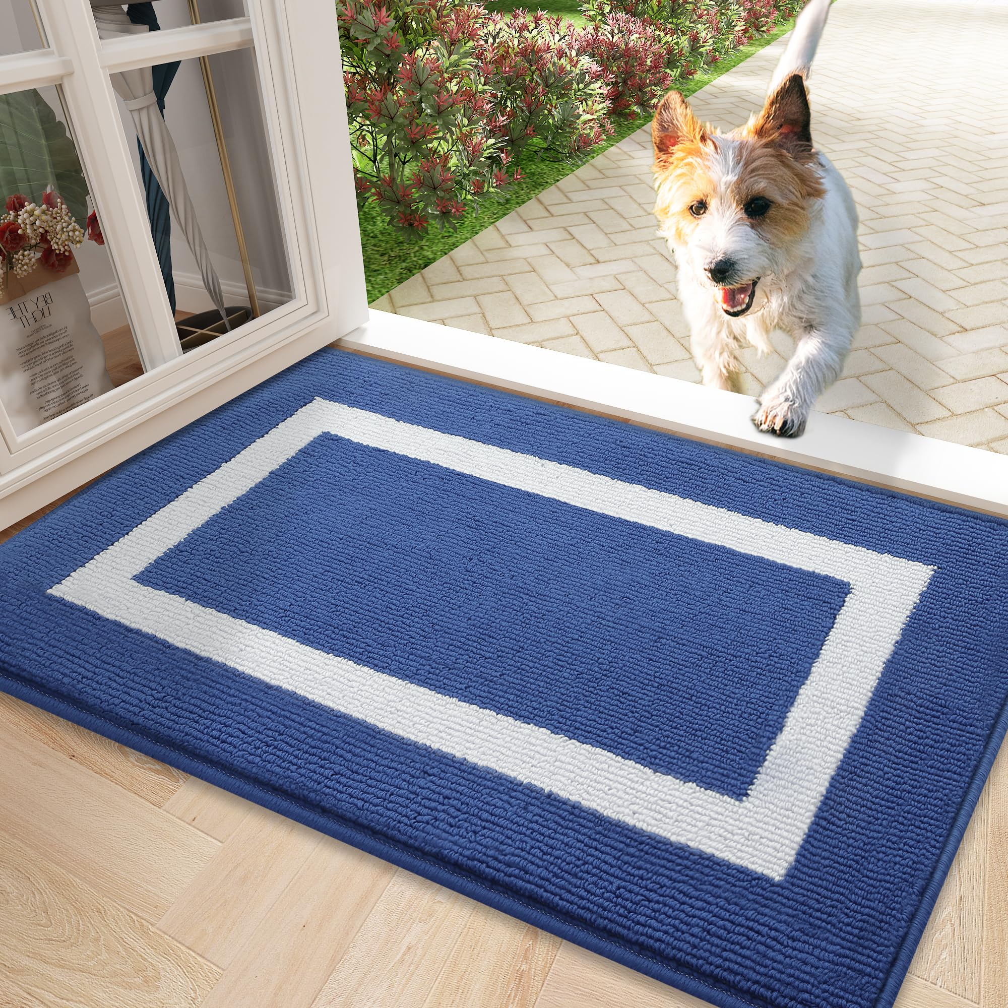 OLANLY Indoor Door Mat, 32x20, Non-Slip Absorbent Resist Dirt Entrance Mat, Washable Low-Profile Inside Entry Doormats for Entryway, Grey