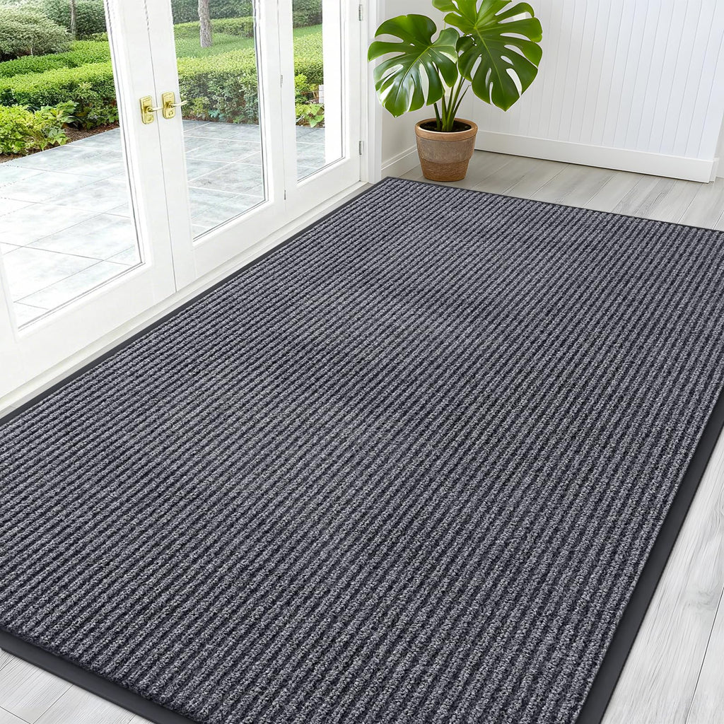 OLANLY Front Door Mat Indoor Outdoor Entrance, Waterproof Heavy Duty Doormat, Fade Resistant, Low Profile, Easy Clean Patio Porch Welcome Floor Mats for Entry, 29.5x17, Grey