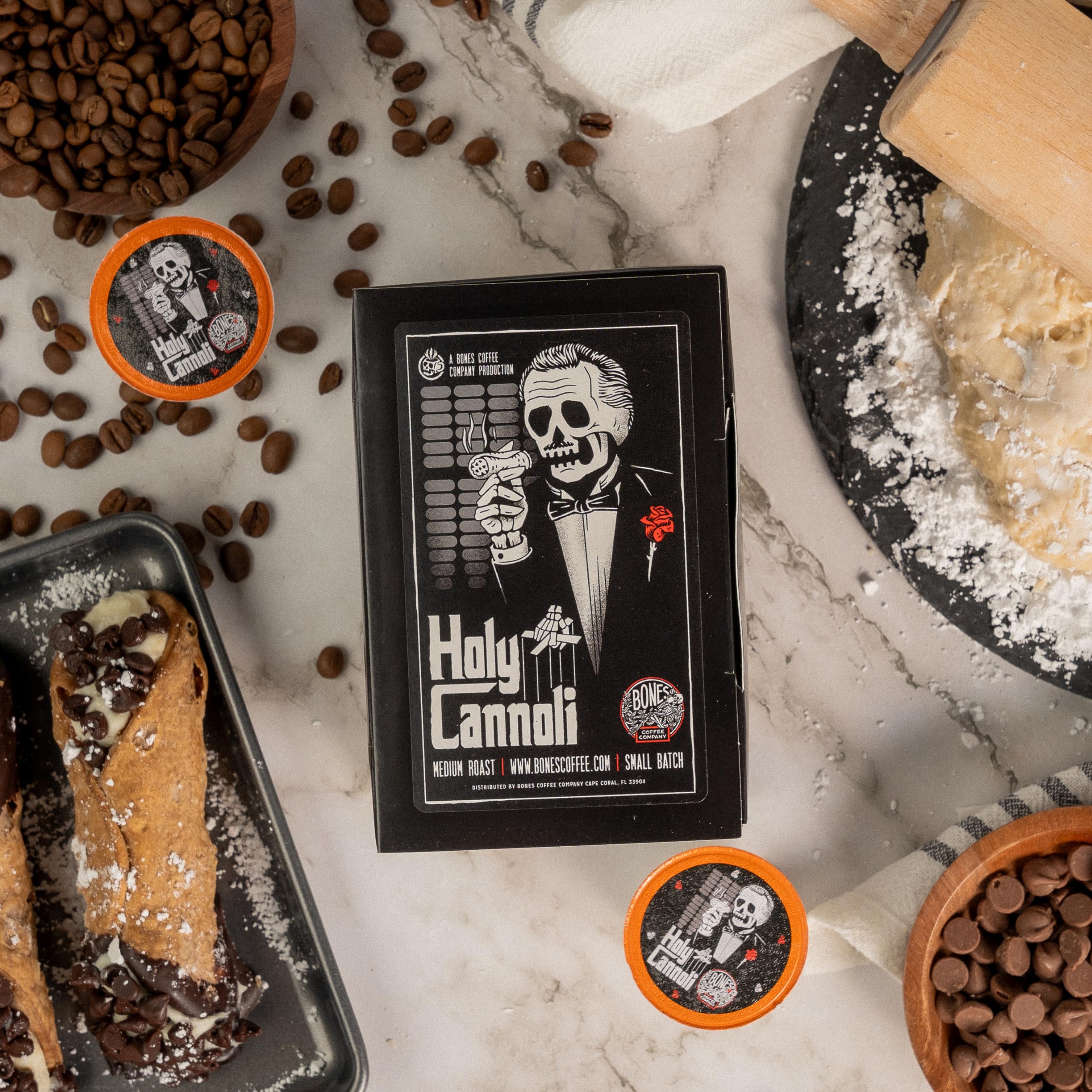Bones Coffee Company Flavored Coffee Bones Cups Highland Grog Butterscotch Caramel | 12ct Single-Serve Coffee Pods Compatible with Keurig 1.0 & 2.0 Keurig Coffee Maker