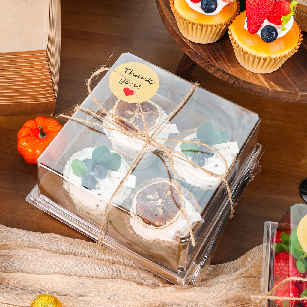 20 Pack Small Cake Boxes Charcuterie Boxes Mini Cake Containers With Lids For 4-6-inch Cake Pudding Sandwich Pie Bakery Dessert(Brown 7x7x4 inch)