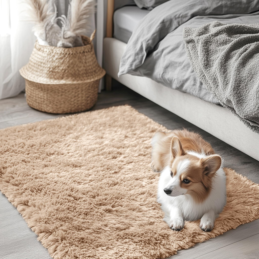 OLANLY Area Rugs for Living Room Bedroom, Machine Washable 4x5.9 ft Soft Fluffy Shaggy Bedside Rug, Indoor Floor Carpet for Kids Girls and Boys, Dorms, Nursery Rooms, Home Decor Aesthetic, Grey
