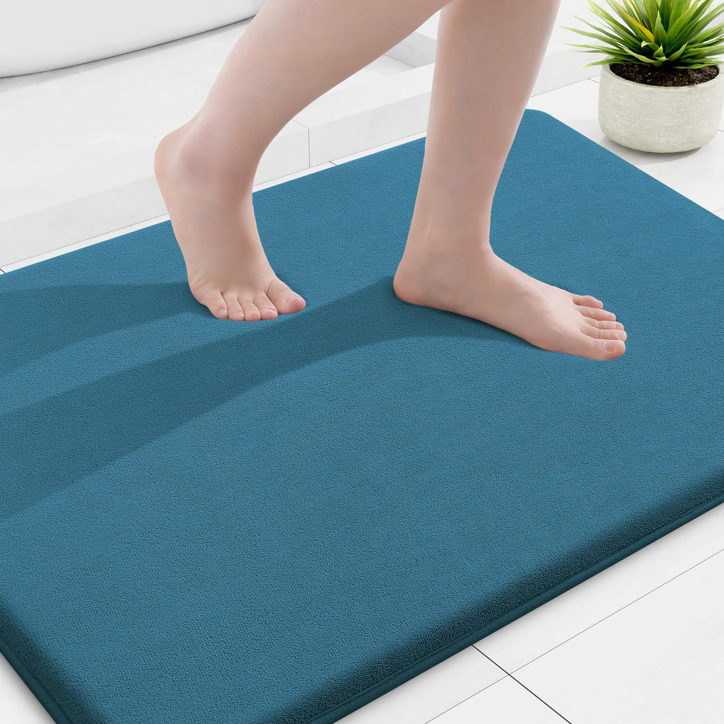 Smiry Memory Foam Bath Mat 30x20, Extra Soft and Absorbent Bathroom Mats, Non Slip Washable Carpet for Floor, Shower and Tub, Black