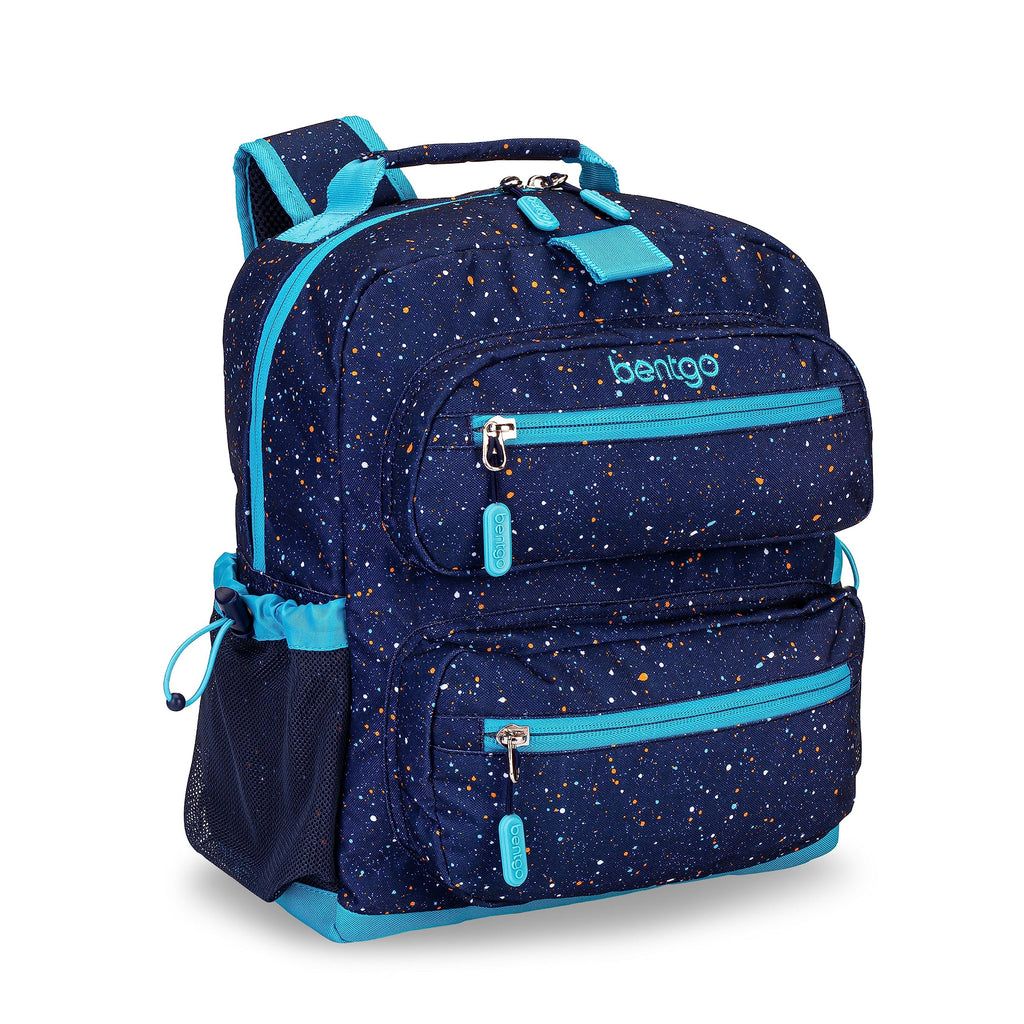 Bentgo Kids Backpack - Lightweight 14” Backpack in Fun Prints for School, Travel, & Daycare, Ideal for Ages 4+, Roomy Interior, Durable & Water-Resistant Fabric, & Loop for Lunch Bag (Trucks)