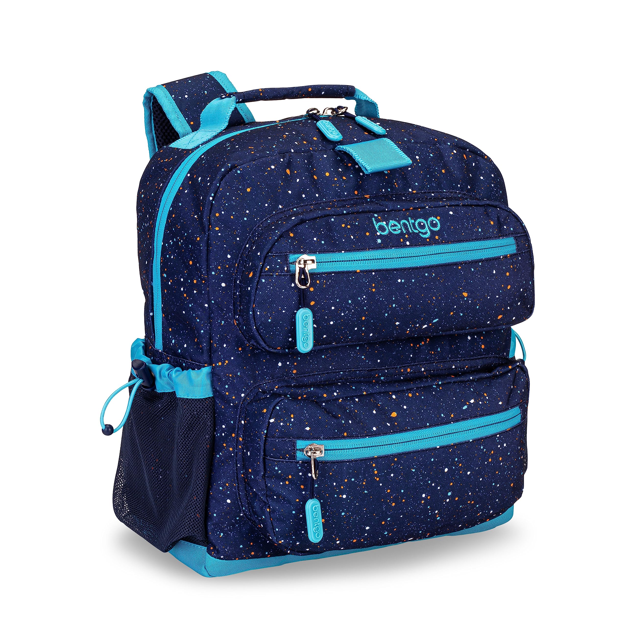 Bentgo Kids Backpack - Lightweight 14” Backpack in Fun Prints for School, Travel, & Daycare, Ideal for Ages 4+, Roomy Interior, Durable & Water-Resistant Fabric, & Loop for Lunch Bag (Trucks)