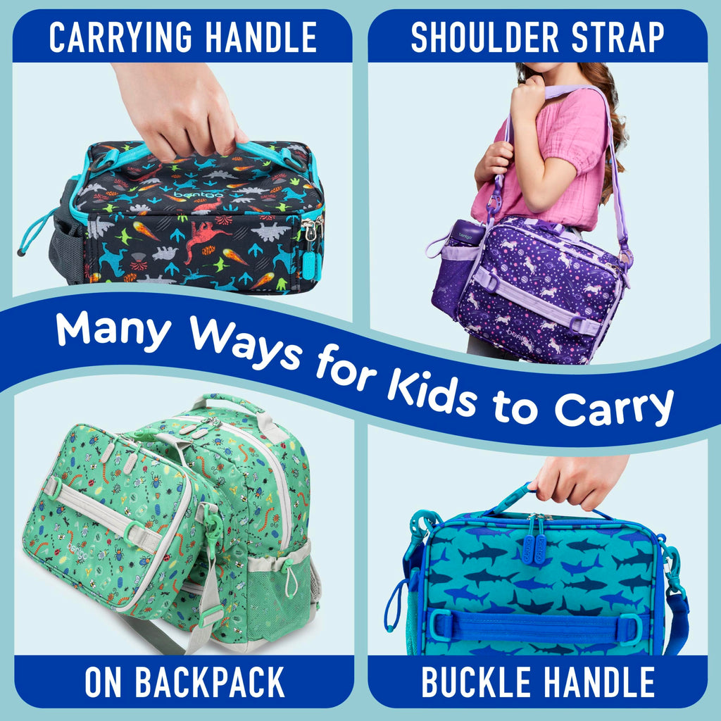 Bentgo Kids Lunch Bag - Durable, Double-Insulated Lunch Bag for Kids 3+; Holds Lunch Box, Water Bottle, & Snacks; Easy-Clean Water-Resistant Fabric & Multiple Zippered Pockets (Mermaid)