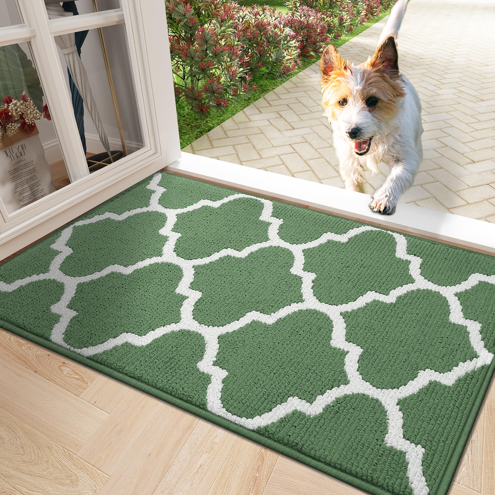 OLANLY Indoor Door Mat, 32x20, Non-Slip Absorbent Resist Dirt Entrance Mat, Washable Low-Profile Inside Floor Doormats for Entryway, Grey