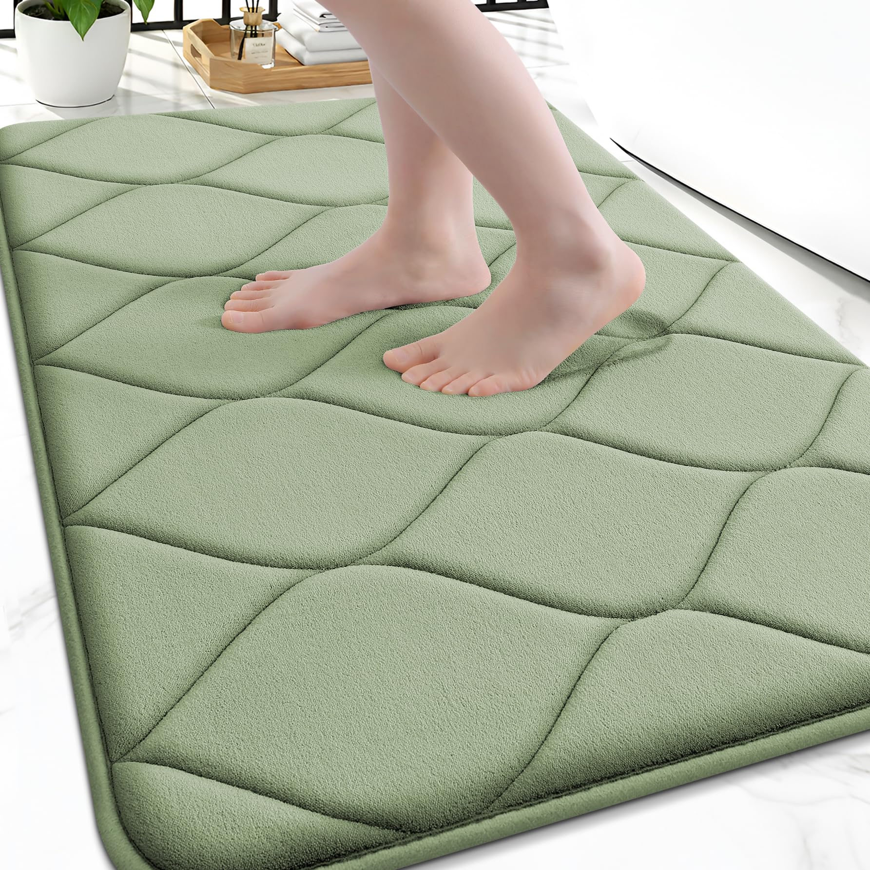 Smiry Memory Foam Bath Mat 30''x20'', Ultra Soft Non-Slip Bathroom Rug, Plush Water Absorbent Quick Dry and Machine Washable Floor Mat for Shower, Tub & Home Decor, Grey