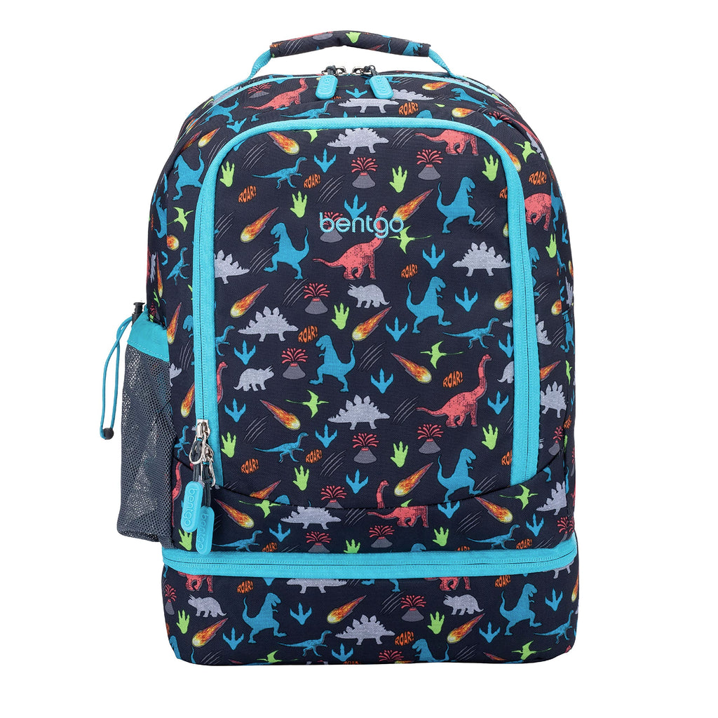 Bentgo Kids 2-in-1 Backpack & Insulated Lunch Bag - Durable 16” Backpack & Lunch Container in Unique Prints for School & Travel - Water Resistant, Padded & Large Compartments (Dinosaur)