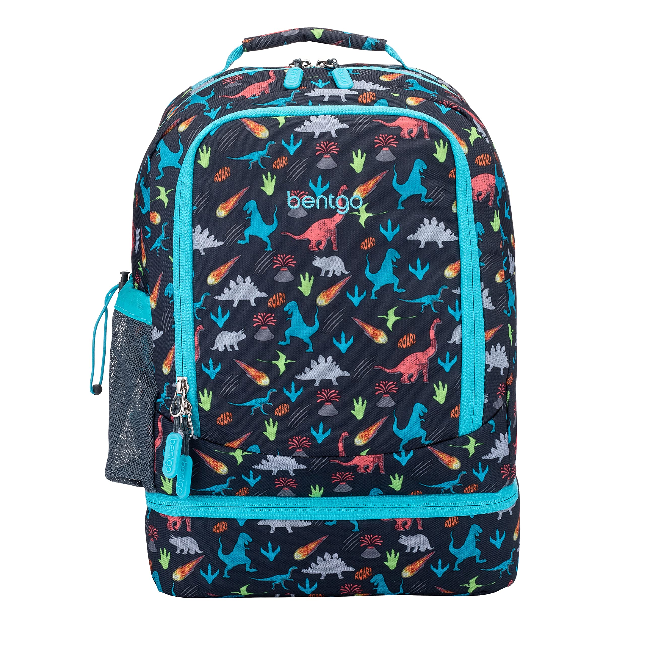 Bentgo Kids 2-in-1 Backpack & Insulated Lunch Bag - Durable 16” Backpack & Lunch Container in Unique Prints for School & Travel - Water Resistant, Padded & Large Compartments (Dinosaur)