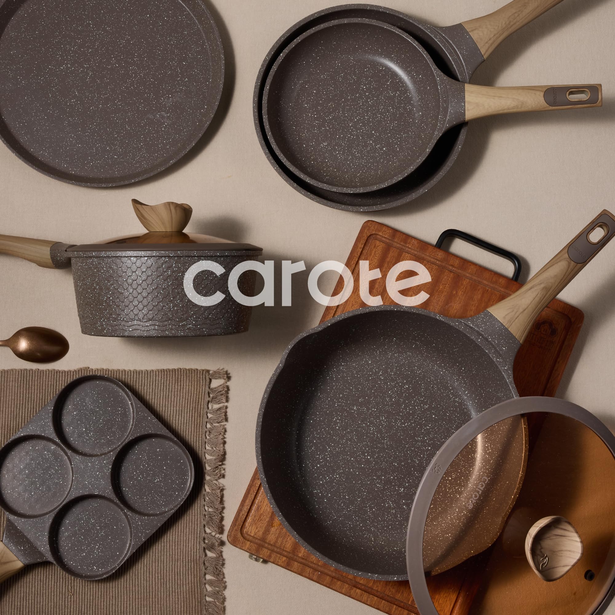 CAROTE 26PCS Pots and Pans Set Non Stick, Cookware Set Pots and Pans Induction Cook Ware, Nonstick Kitchen Cooking, PFOA Free