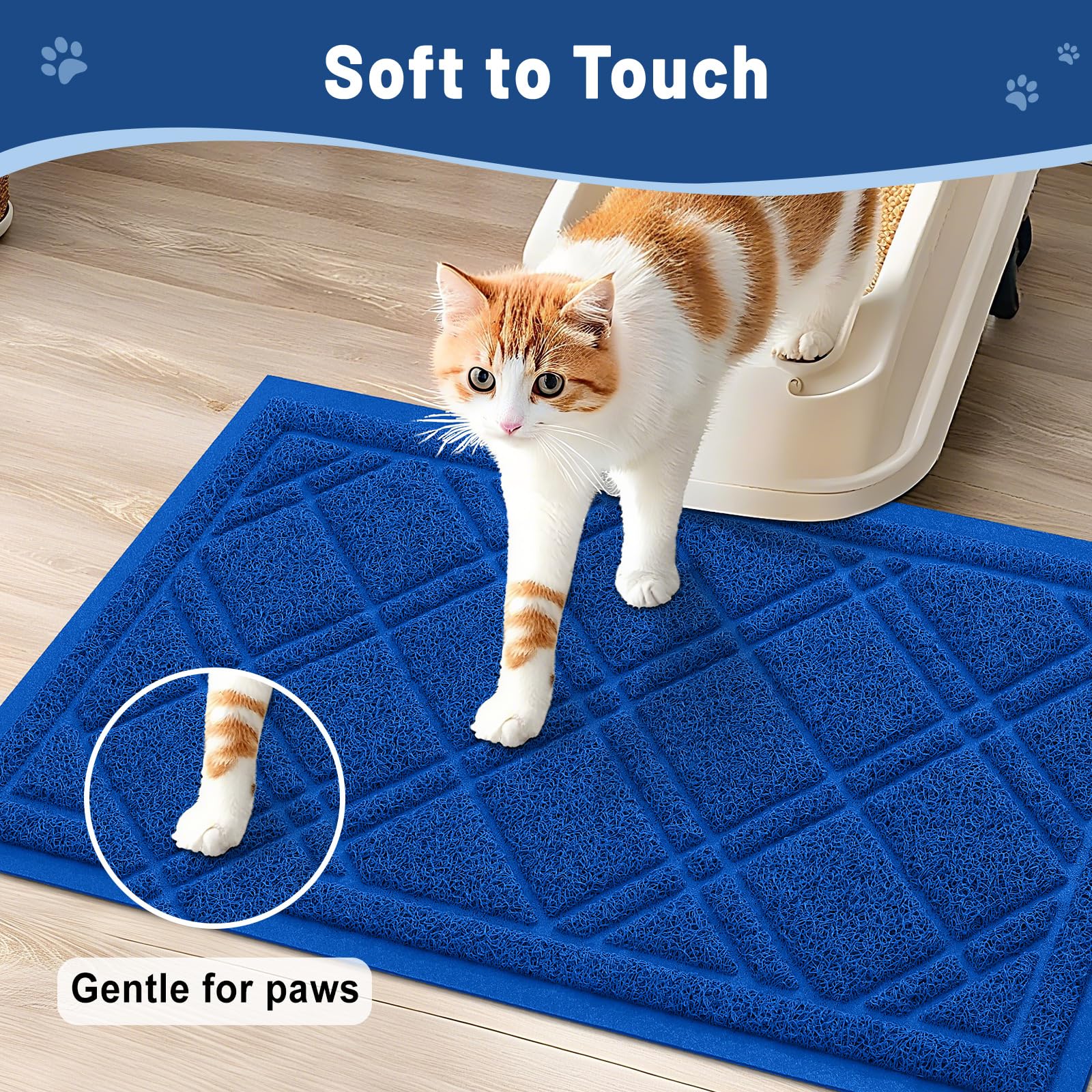 Smiry Cat Litter Box Mat 30x17, Non-Slip Water Resistant Litter Trapping Mat, Easy Clean Less Waste and Urine-Locking Cat Carpet for Indoor, Grey