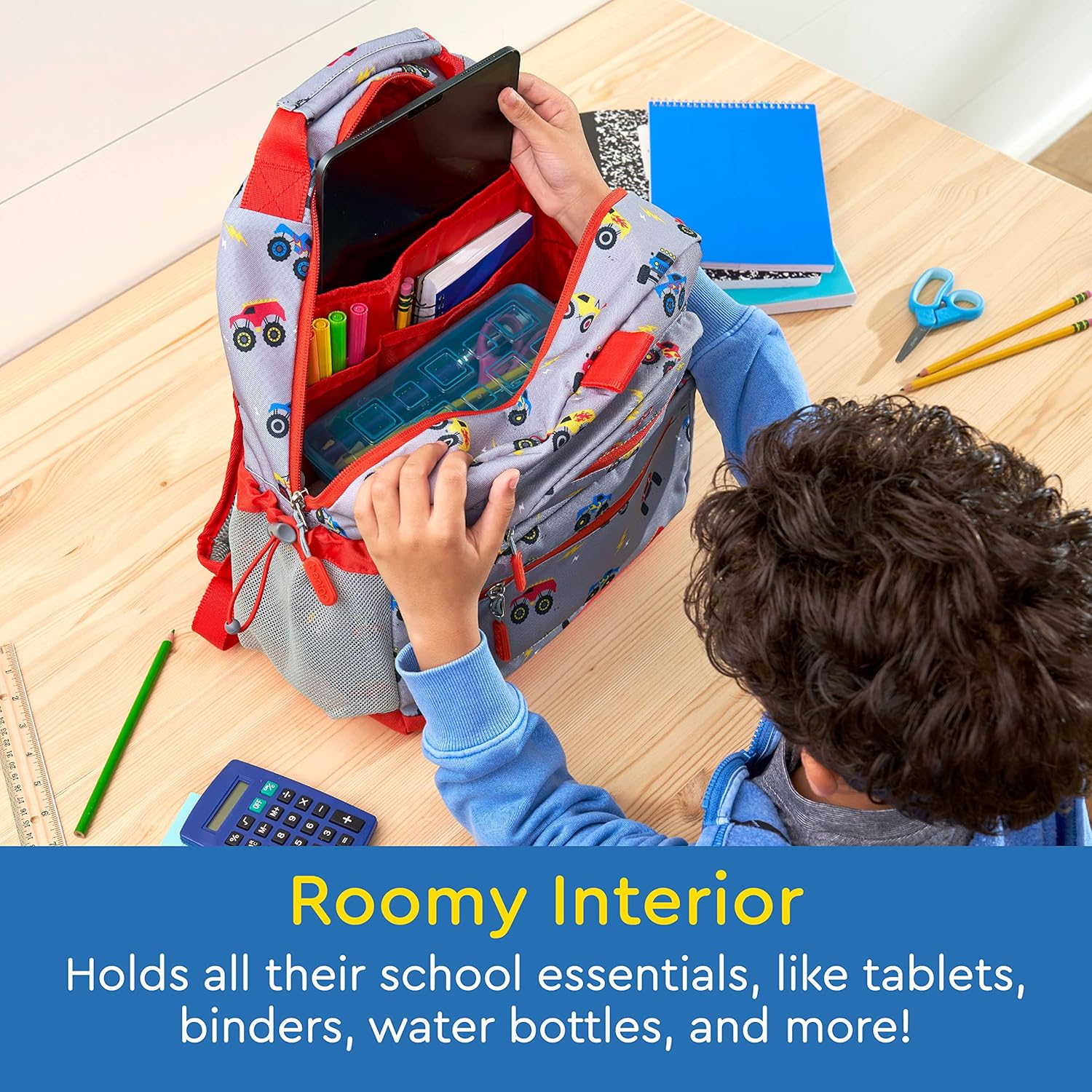 Bentgo® Kids 14” Backpack Set With Kids Prints Lunch Box (Trucks)