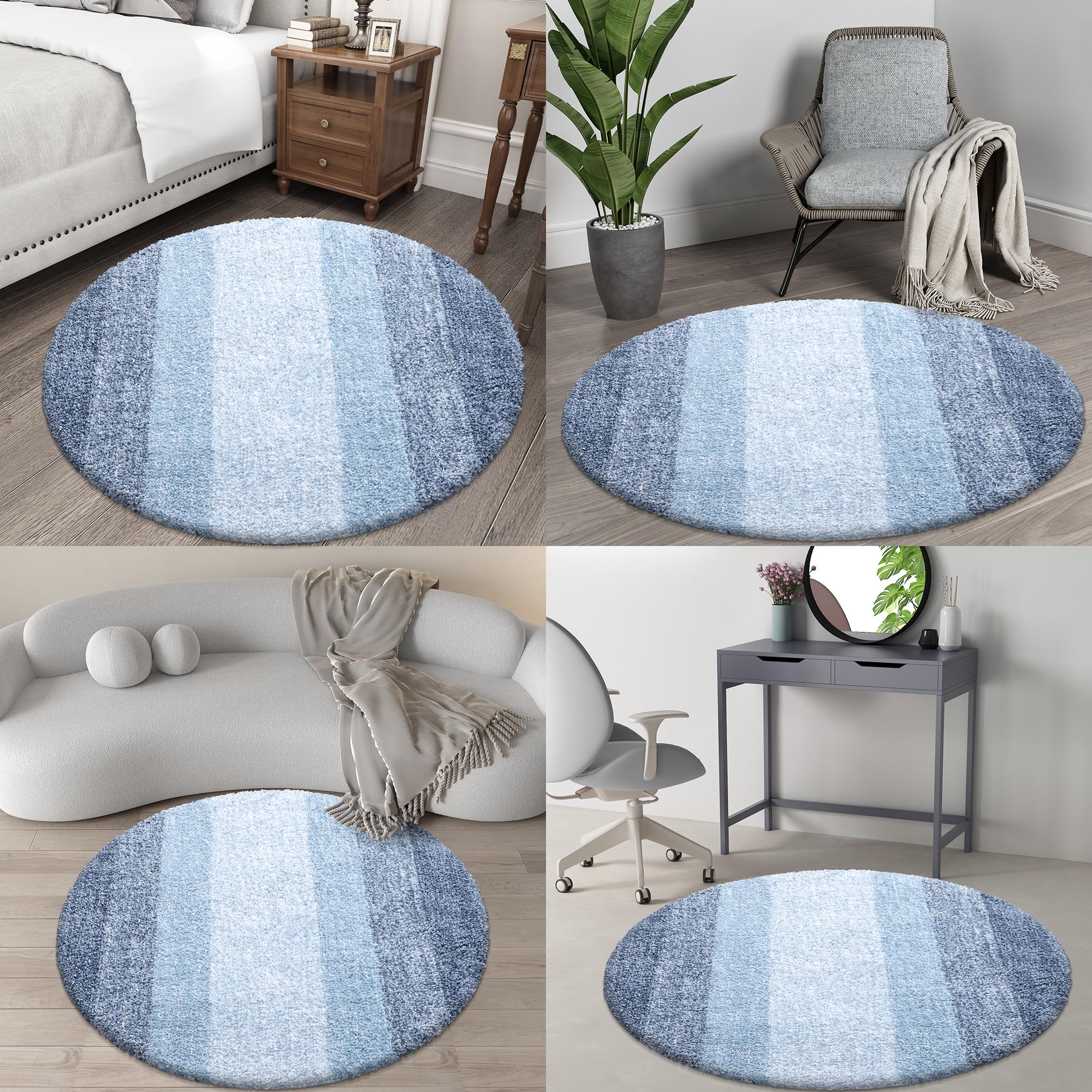 OLANLY 30-inch Round Bathroom Rugs, Extra Soft and Absorbent Microfiber Bath Rugs, Quick Dry Machine Washable Bath Mats for Bathroom Floor, Tub and Shower, Home Decor Accessories, Grey