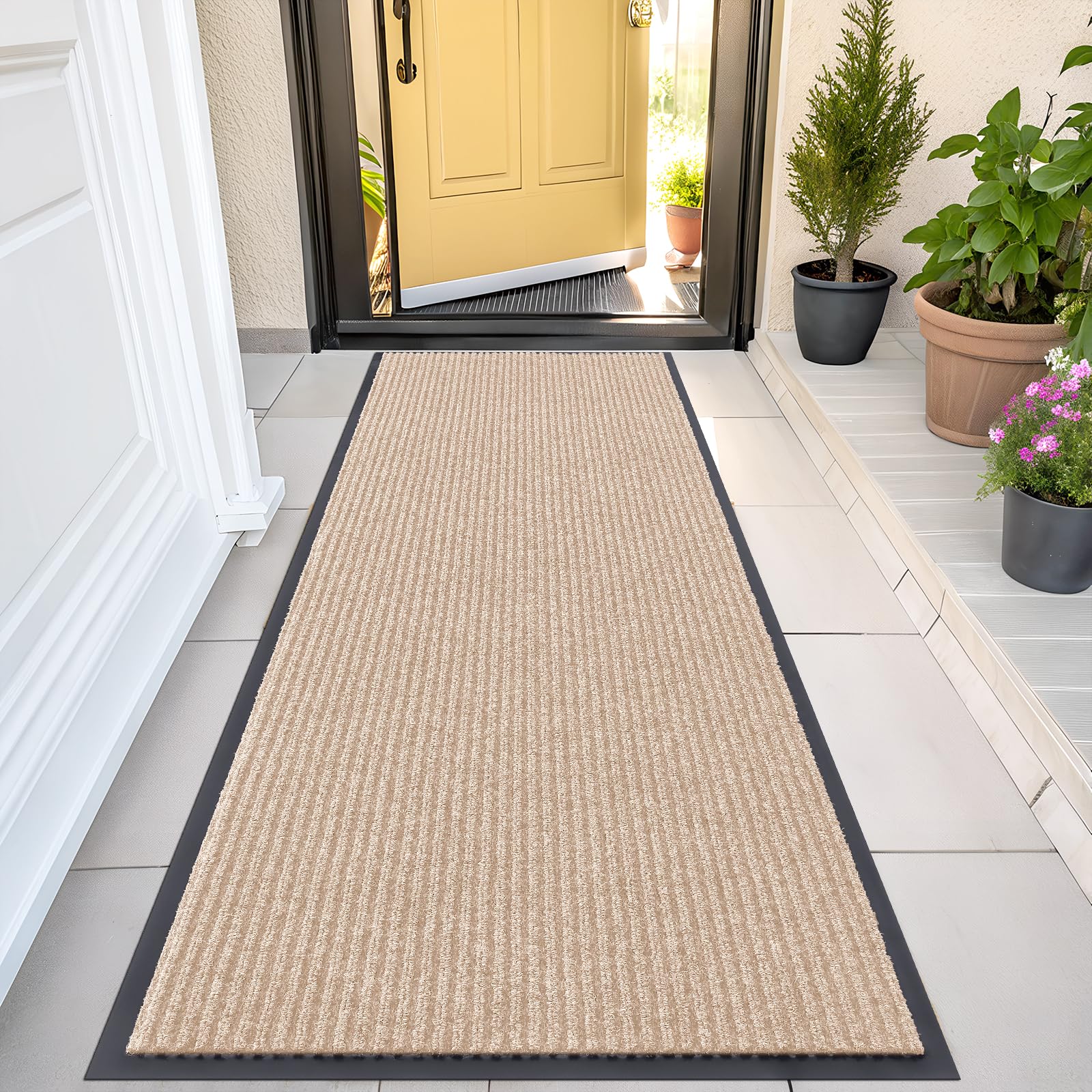 OLANLY Front Door Mat Indoor Outdoor Entrance, Waterproof Heavy Duty Doormat, Fade Resistant, Low Profile, Easy Clean Patio Porch Welcome Floor Mats for Entry, 29.5x17, Grey