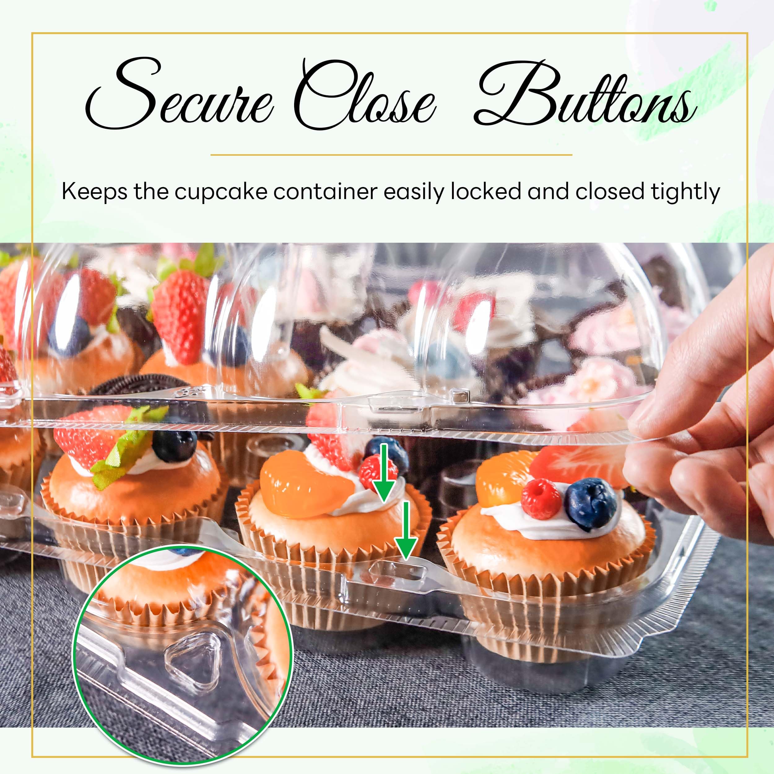 12 Count Cupcake Containers 12 Pack Cupcake Holders Plastic Stackable Cupcake Boxes with Detachable Tall Dome Lids and 144 Liners for 144 Cupcakes, BPA Free, Standard Size