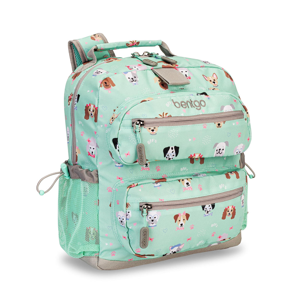 Bentgo Kids Backpack - Lightweight 14” Backpack in Fun Prints for School, Travel, & Daycare, Ideal for Ages 4+, Roomy Interior, Durable & Water-Resistant Fabric, & Loop for Lunch Bag (Trucks)