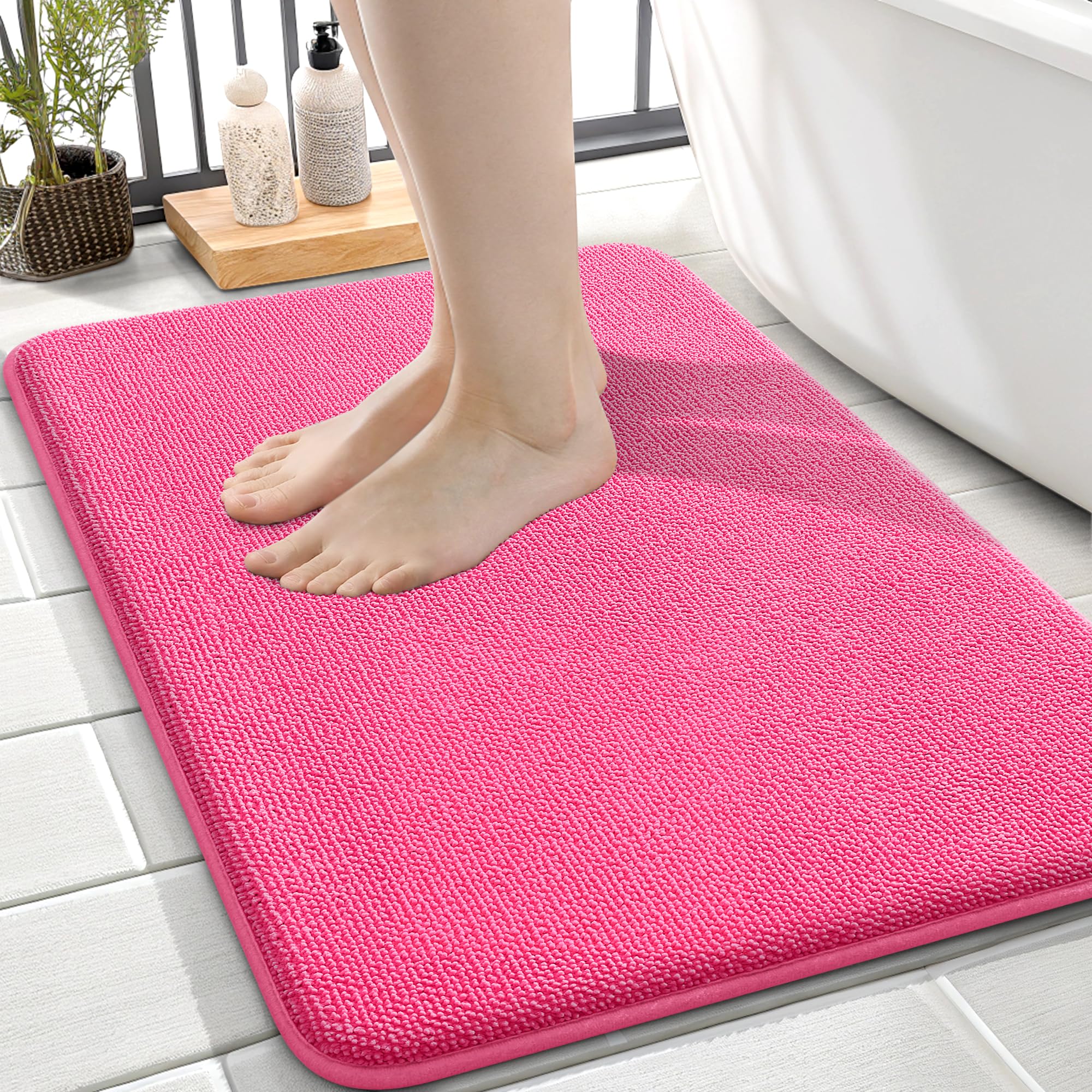 OLANLY Thick Memory Foam Bath Mat Rug 30x20, Extra Soft Absorbent Bathroom Rugs, Quick Dry Bath Mats, Non-Slip, Machine Washable Carpet for Bathroom, Tub and Shower, Home Decor Accessories, Grey