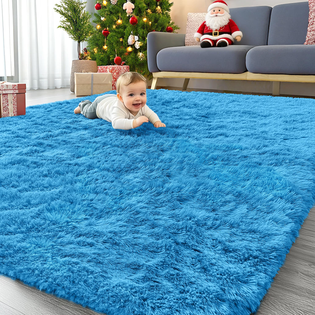 OLANLY Area Rugs for Living Room Bedroom, Machine Washable 4x5.9 ft Soft Fluffy Shaggy Bedside Rug, Indoor Floor Carpet for Kids Girls and Boys, Dorms, Nursery Rooms, Home Decor Aesthetic, Grey