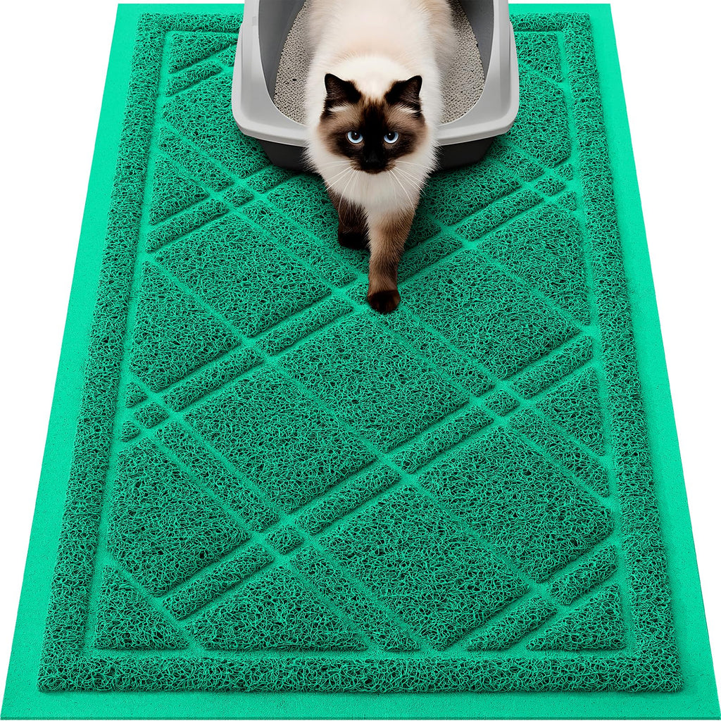 Smiry Cat Litter Box Mat 30x17, Non-Slip Water Resistant Litter Trapping Mat, Easy Clean Less Waste and Urine-Locking Cat Carpet for Indoor, Grey