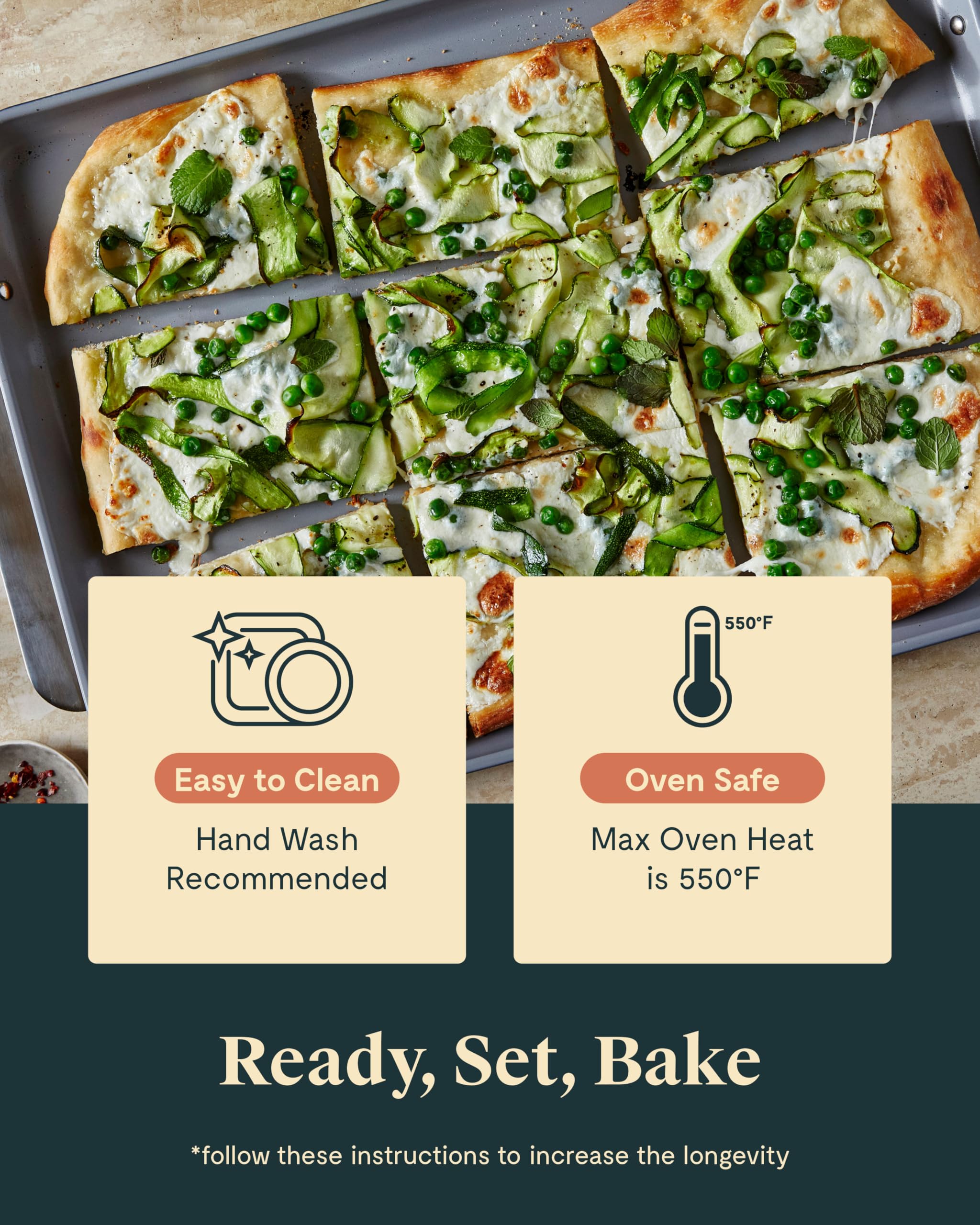 Caraway Nonstick Ceramic Bakeware Set (11 Pieces) - Baking Sheets, Assorted Baking Pans, Cooling Rack, & Storage - Aluminized Steel Body - Non Toxic, PTFE & PFOA Free - Cream