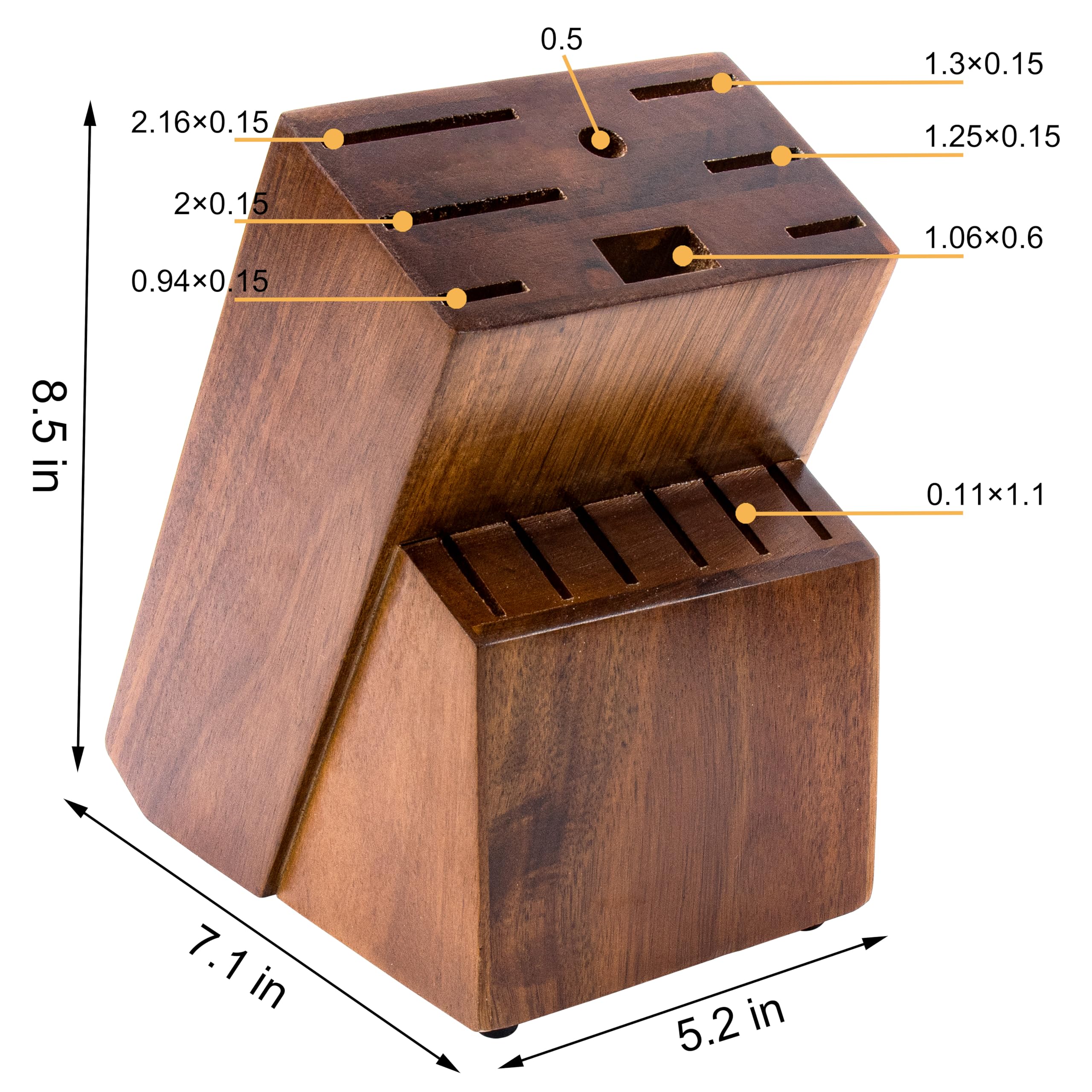RedCall Universal Knife Block Holder,Large Wood Bamboo Knife Block without Knives,14 Slot Universal Knife Holder Countertop,Butcher Block Knife Storage Organizer for Kitchen (Brown)