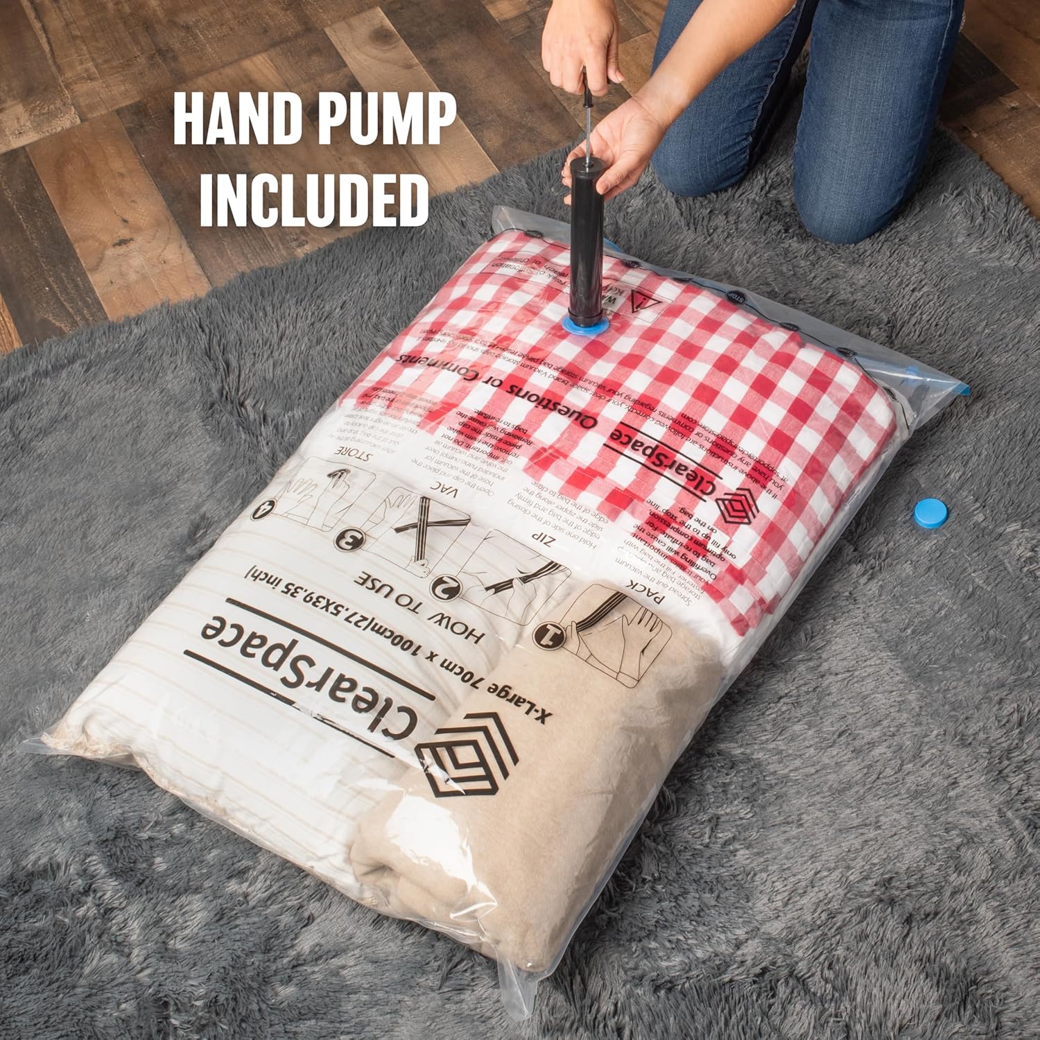 Vacuum Seal Bags for Clothing Travel, 12 Combo - Space Saver Vacuum Storage Bags, Blanket & Clothes Storage Bags Vacuum Sealed – Hand Pump Included, Bolsas Para Guardar Ropa Al Vacío