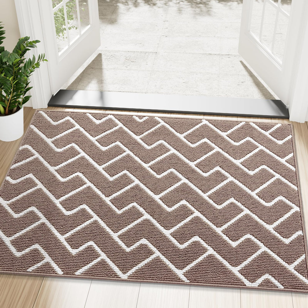 OLANLY Front Door Mat, Non-Slip Rubber Backing, Dirt Resistant and Absorbent, Washable, Easy to Clean Low-Profile Indoor Doormat for Back Door, Entryway, Inside Entrance, 32x20, Grey