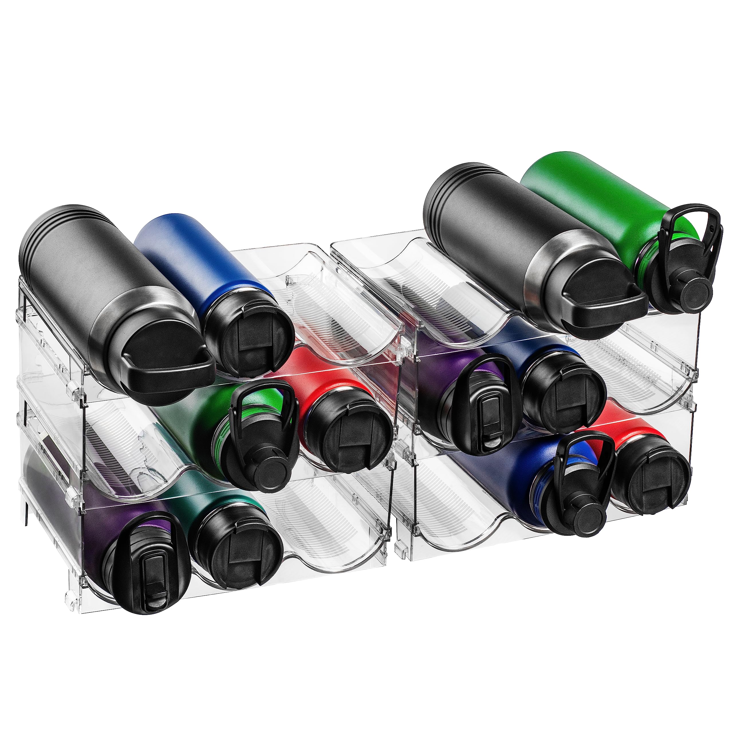 ClearSpace Water Bottle Organizer for Cabinet – Stackable Water Bottle Holder for Cabinet or Wine Rack for Home Organization Storage – Drink Organizer for Fridge, Kitchen Organization, 4 Pack