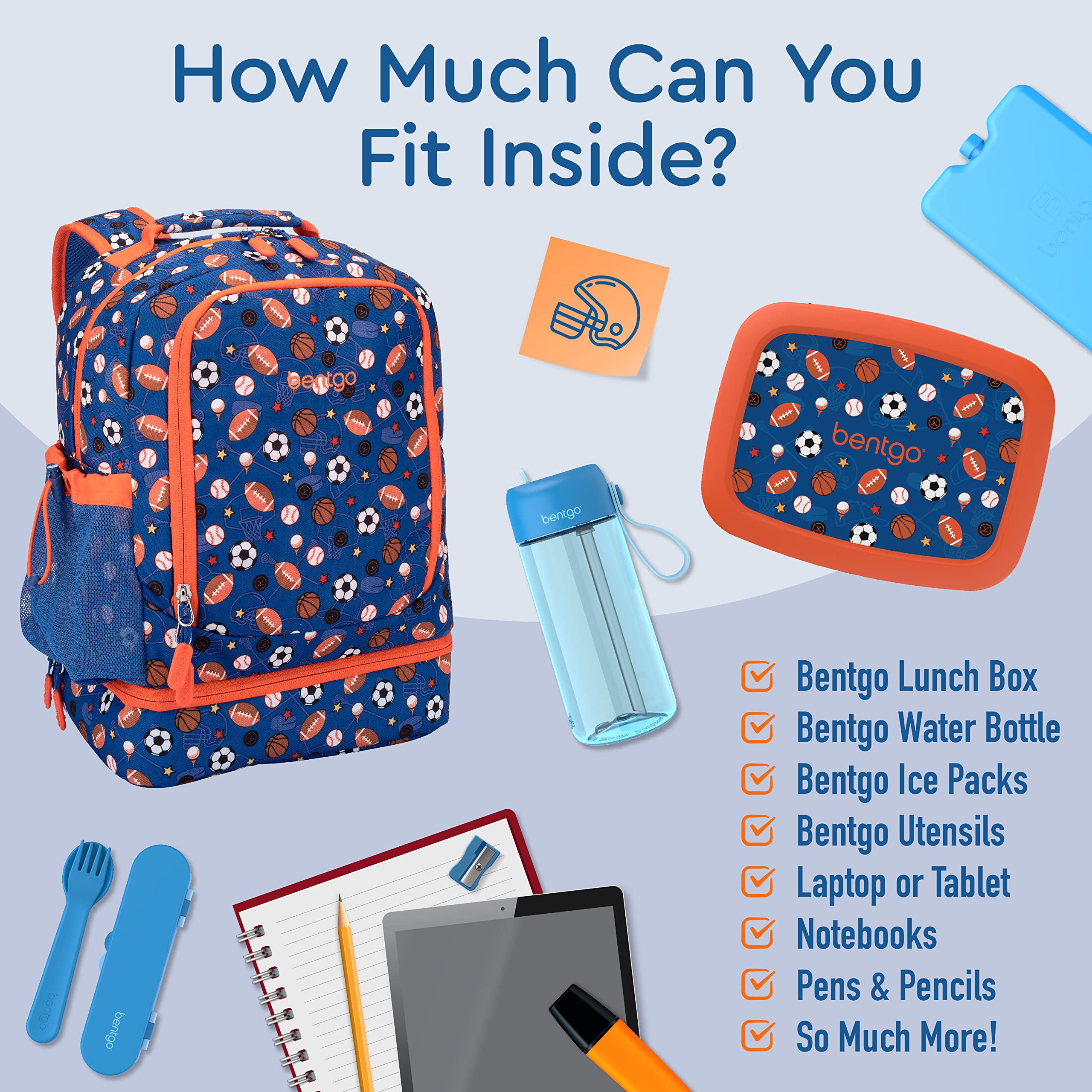 Bentgo Kids 2-in-1 Backpack & Insulated Lunch Bag - Durable 16” Backpack & Lunch Container in Unique Prints for School & Travel - Water Resistant, Padded & Large Compartments (Dinosaur)