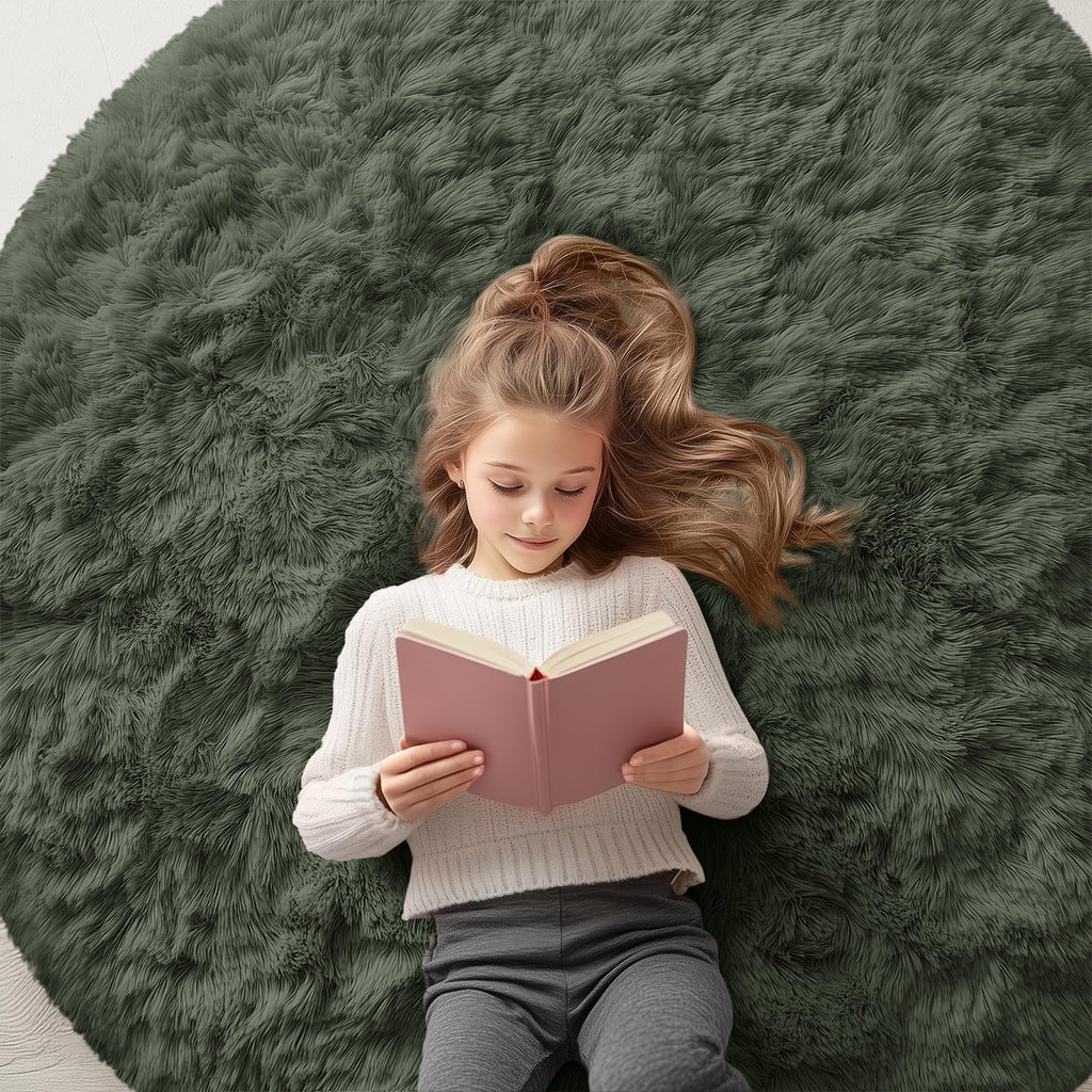 OLANLY Area Rugs for Living Room Bedroom, Machine Washable 4x5.9 ft Soft Fluffy Shaggy Bedside Rug, Indoor Floor Carpet for Kids Girls and Boys, Dorms, Nursery Rooms, Home Decor Aesthetic, Grey