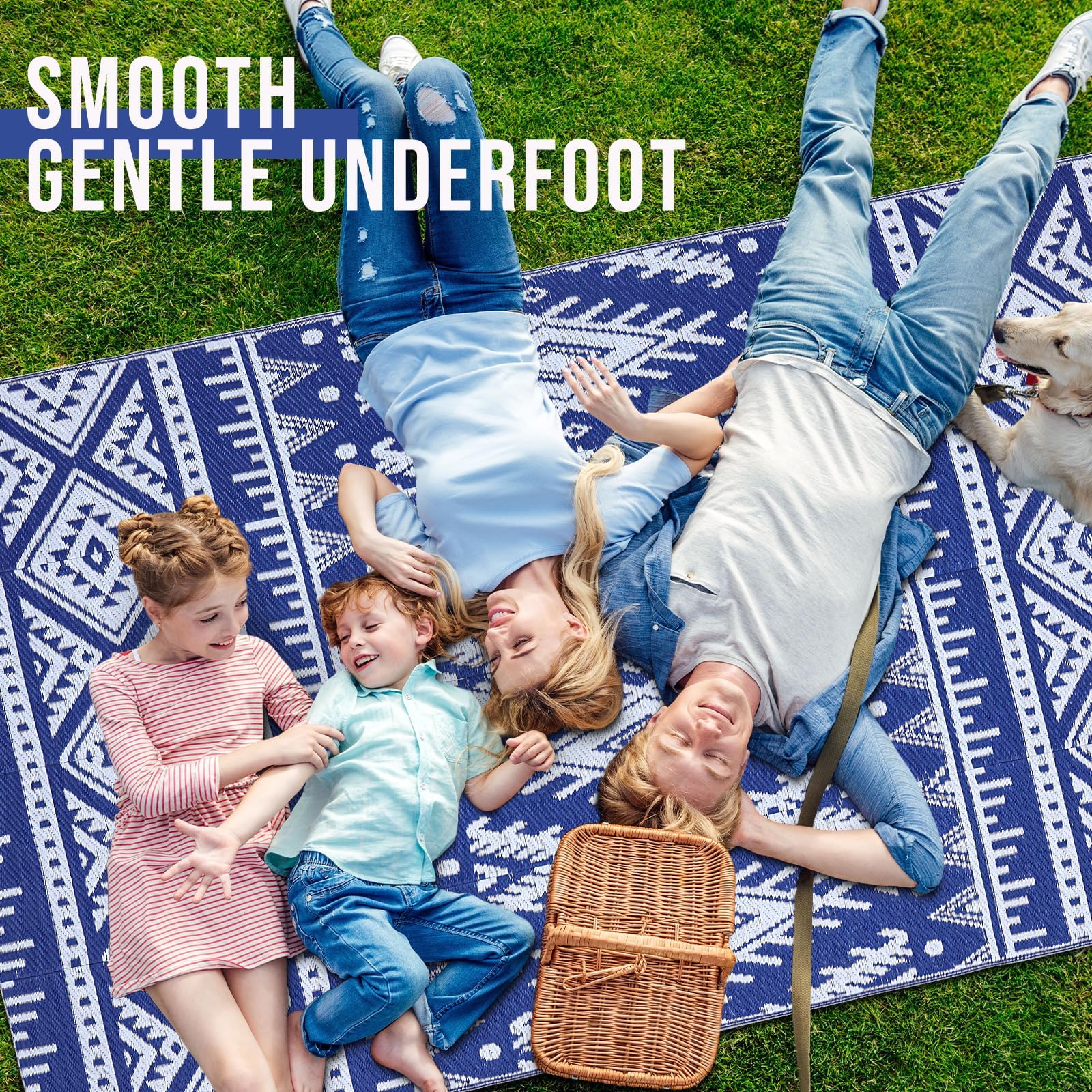 OLANLY Outdoor Rug Waterproof 5x8 ft, Reversible Outdoor Plastic Straw Rug, Boho Patio Rug, Indoor Outdoor Carpet, RV Mat Outside for Patio, Camp, Picnic, Balcony, Deck, Backyard, Black & White