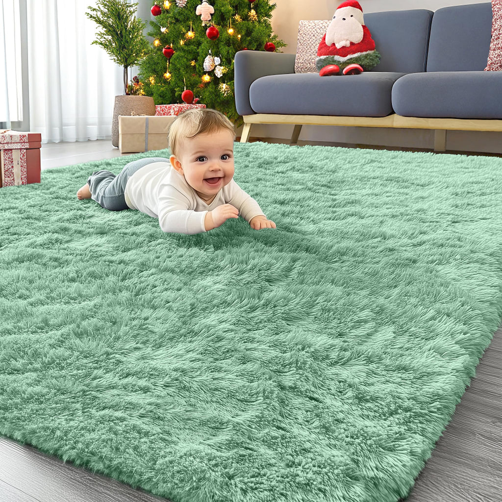 OLANLY Area Rugs for Living Room Bedroom, Machine Washable 4x5.9 ft Soft Fluffy Shaggy Bedside Rug, Indoor Floor Carpet for Kids Girls and Boys, Dorms, Nursery Rooms, Home Decor Aesthetic, Grey