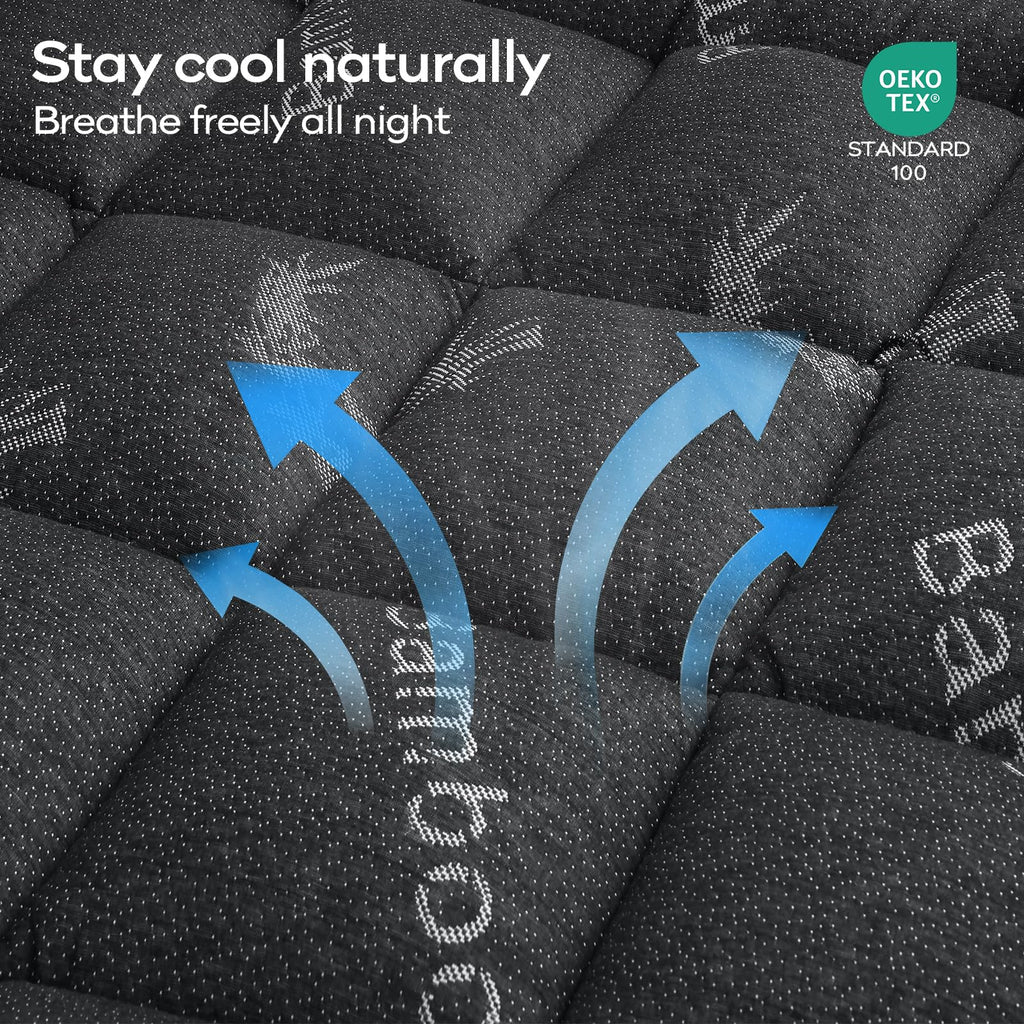 OLANLY Queen Mattress Topper – Viscose Made from Bamboo, Cooling Soft Queen Pillow Top Mattress Pad for Back Pain Relief, Plush Down Alternative Fill Bed Topper with Elastic Deep Pocket, Dark Gray