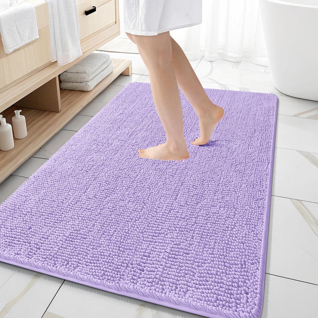 OLANLY Bathroom Rugs 30x20, Extra Soft Absorbent Chenille Bath Rugs, Rubber Backing Quick Dry, Machine Washable Bath Mats for Bathroom Floor, Tub and Shower, Home Decor Accessories, Grey