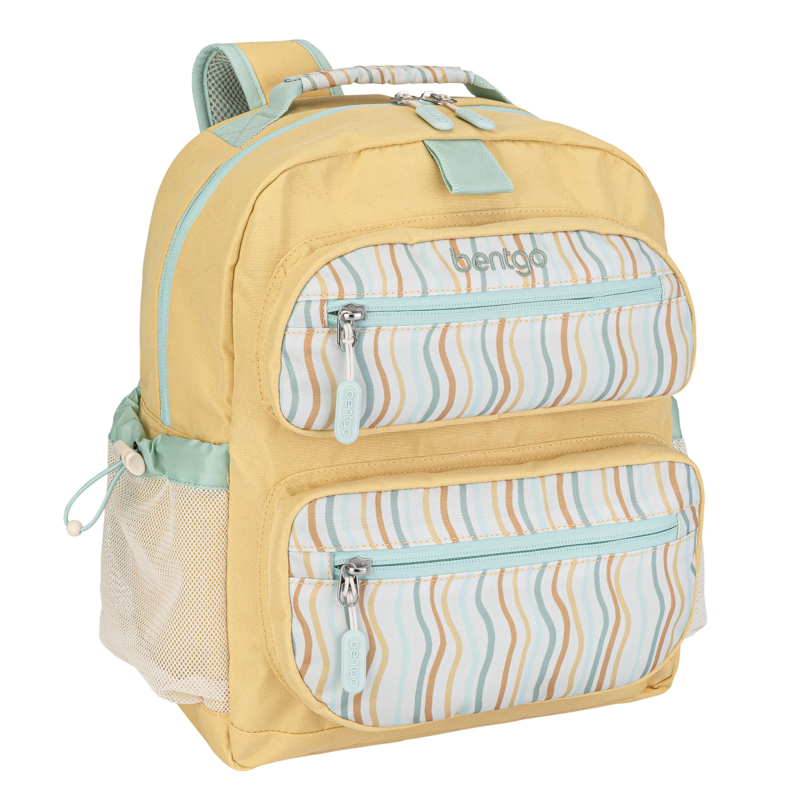 Bentgo Kids Backpack - Lightweight 14” Backpack in Fun Prints for School, Travel, & Daycare, Ideal for Ages 4+, Roomy Interior, Durable & Water-Resistant Fabric, & Loop for Lunch Bag (Trucks)